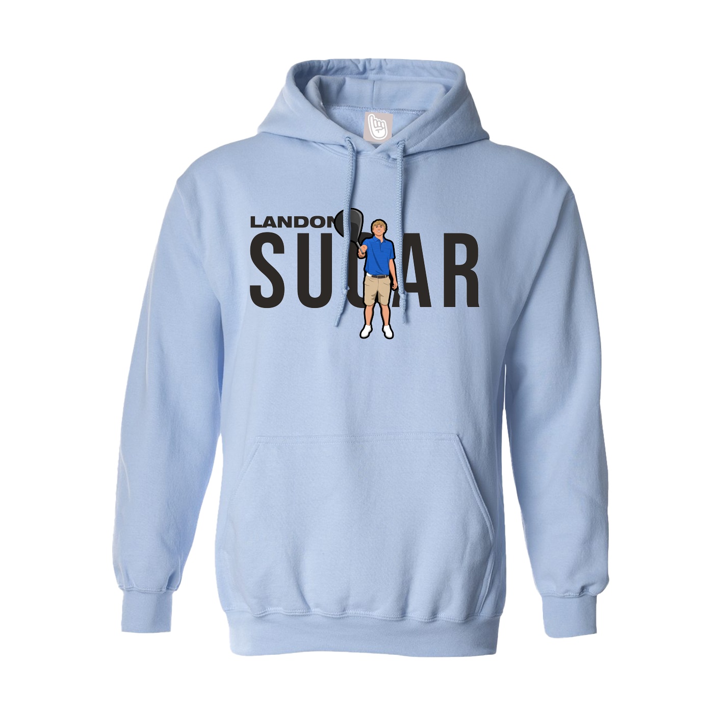 Hoodie — Player Name in Light Blue