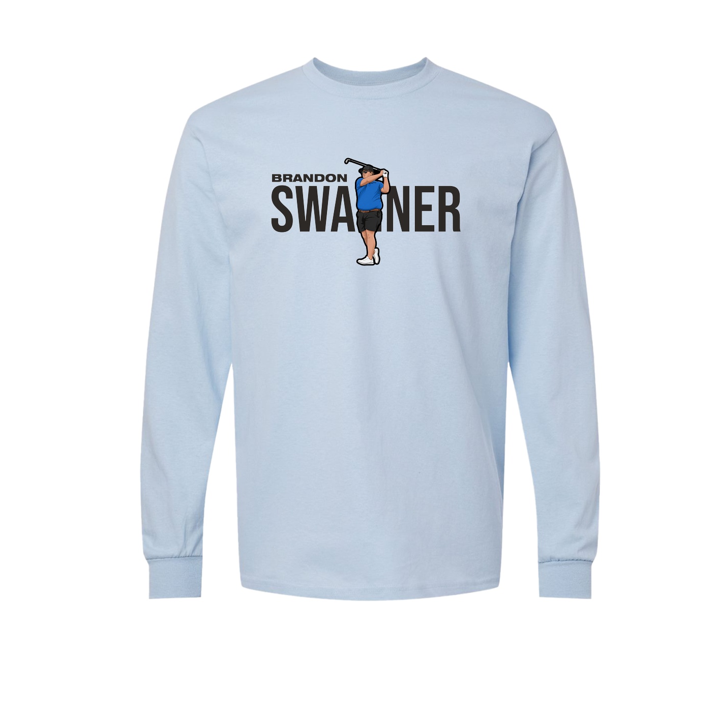 Long Sleeve Tee — Player Name in Light Blue