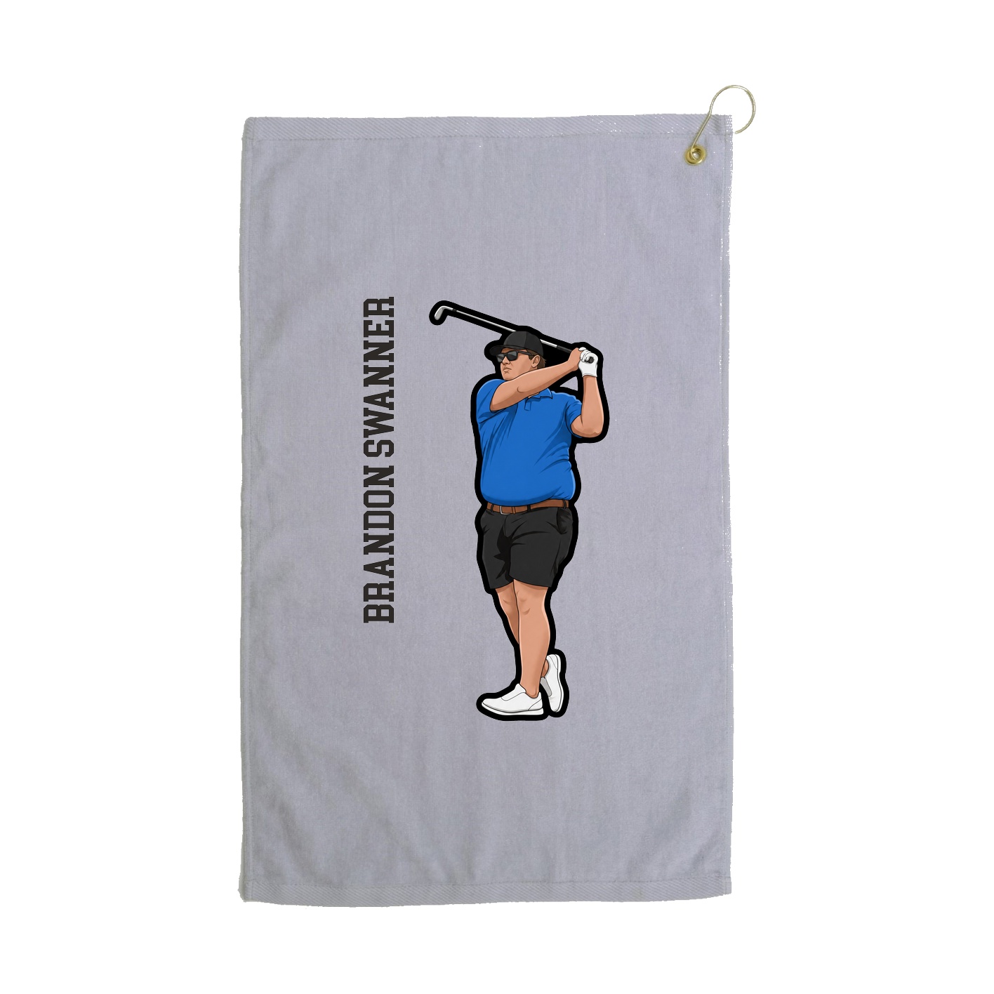 Golf Towel — Name Vertical in Grey