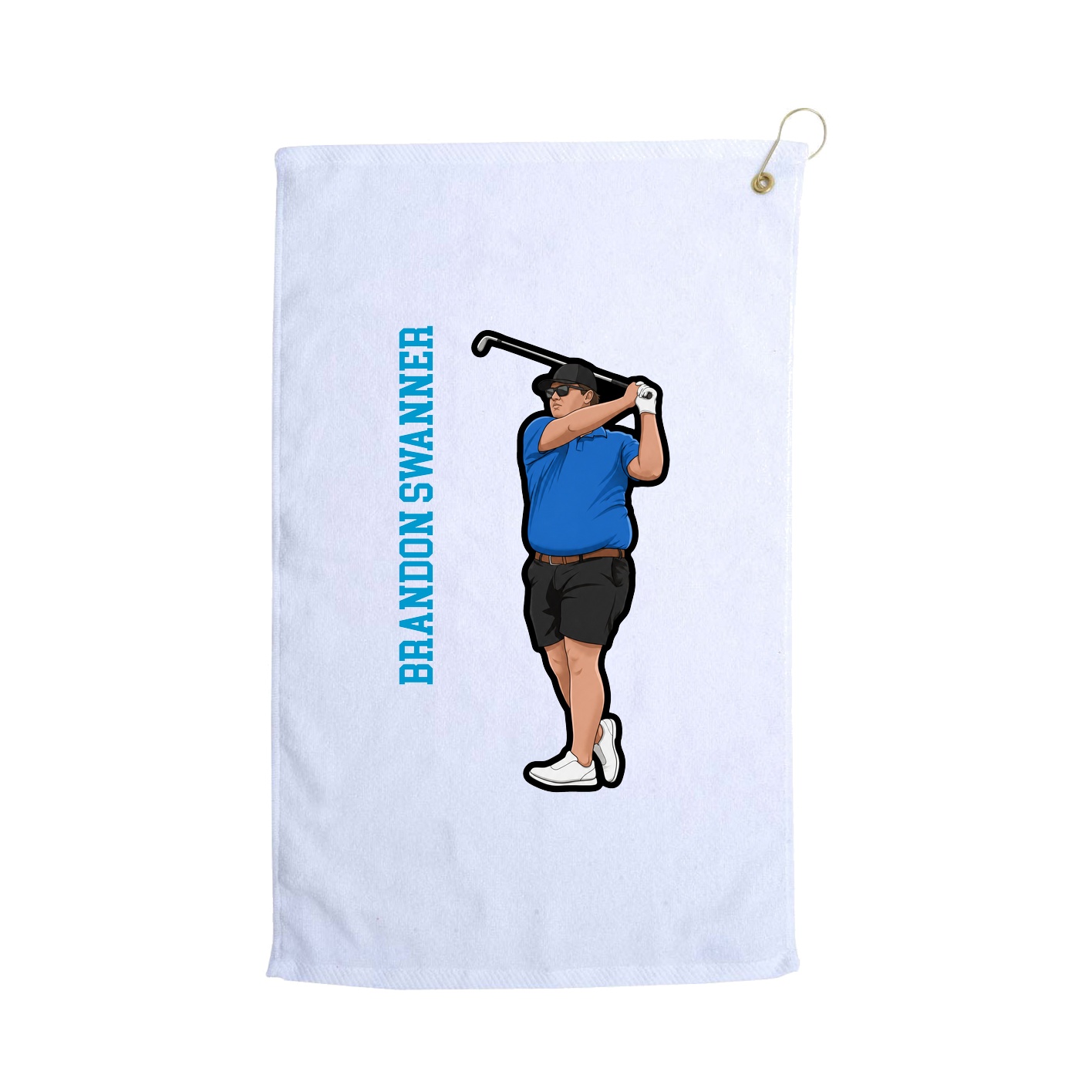 Golf Towel — Name Vertical in White