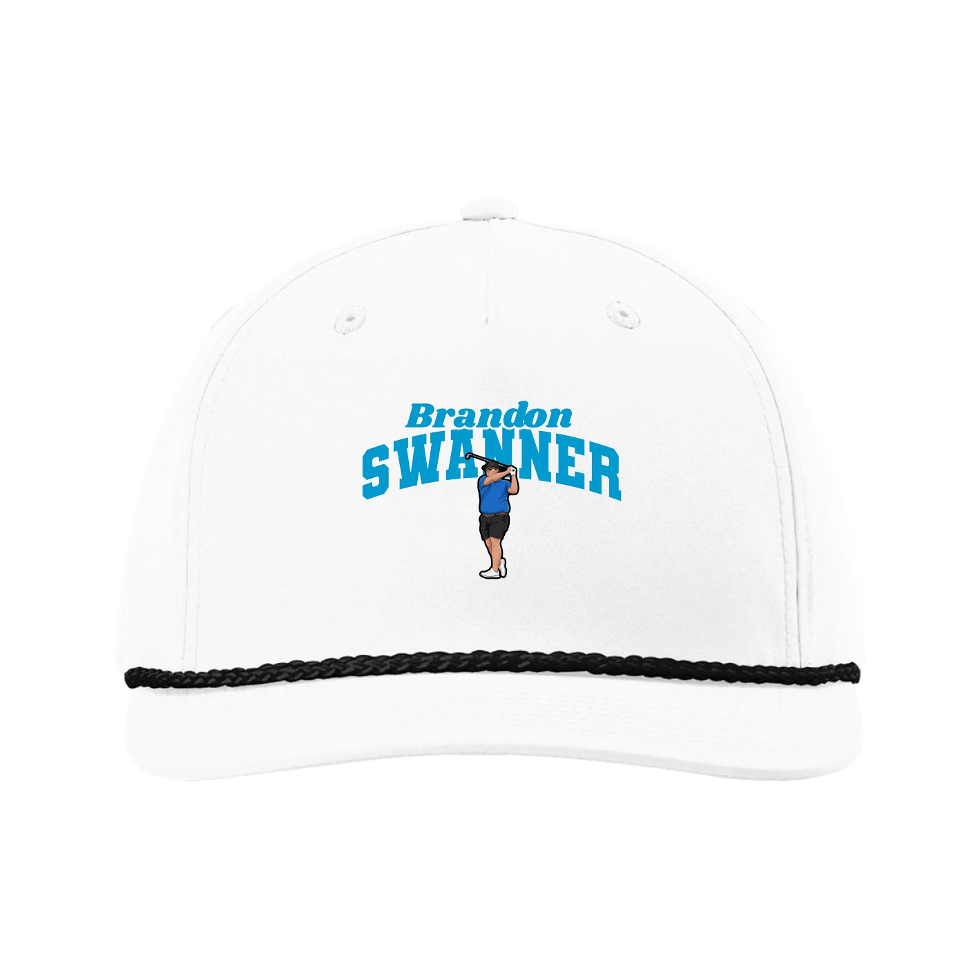 Five-Panel Classic Rope Cap — Signature Arch in White