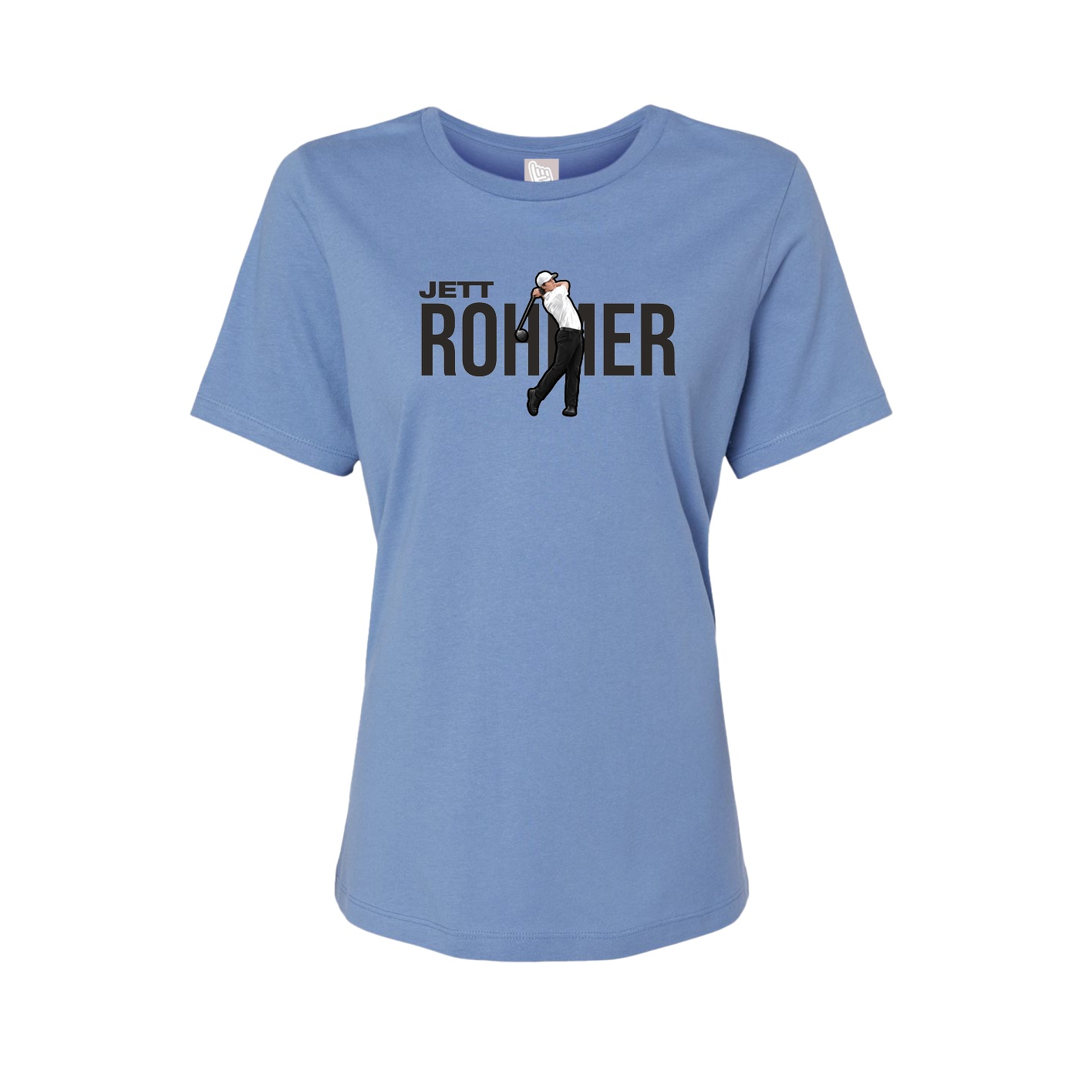 Fitted Women's Tee — Player Name in Powder Blue