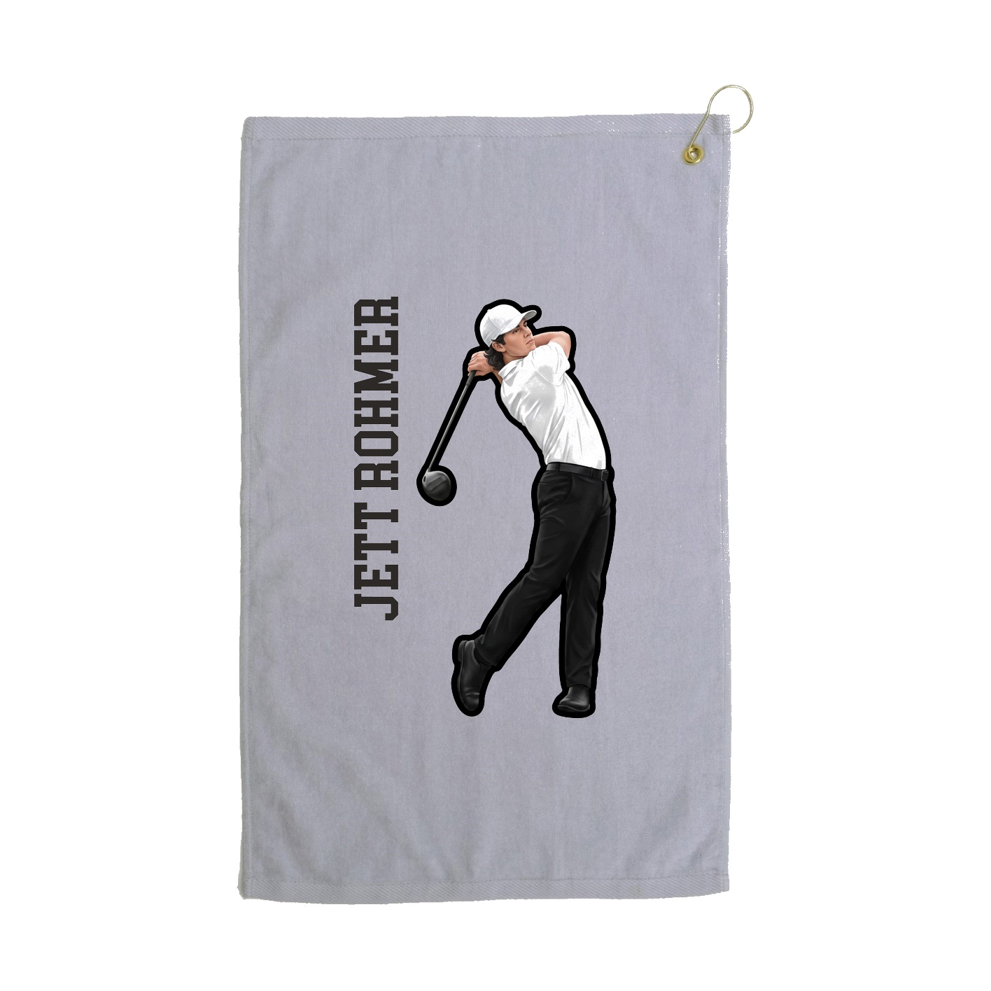 Golf Towel — Name Vertical in Grey