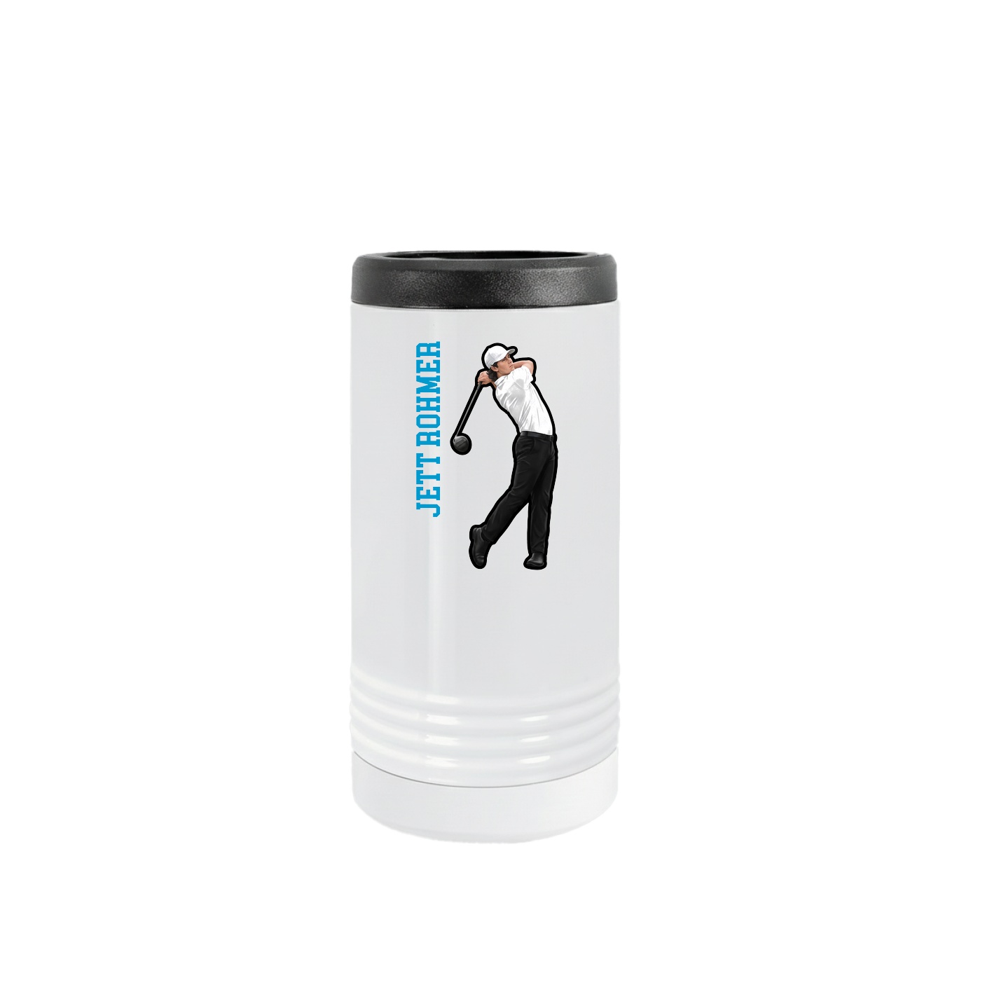 Slim Beverage Holder — Name Vertical in White