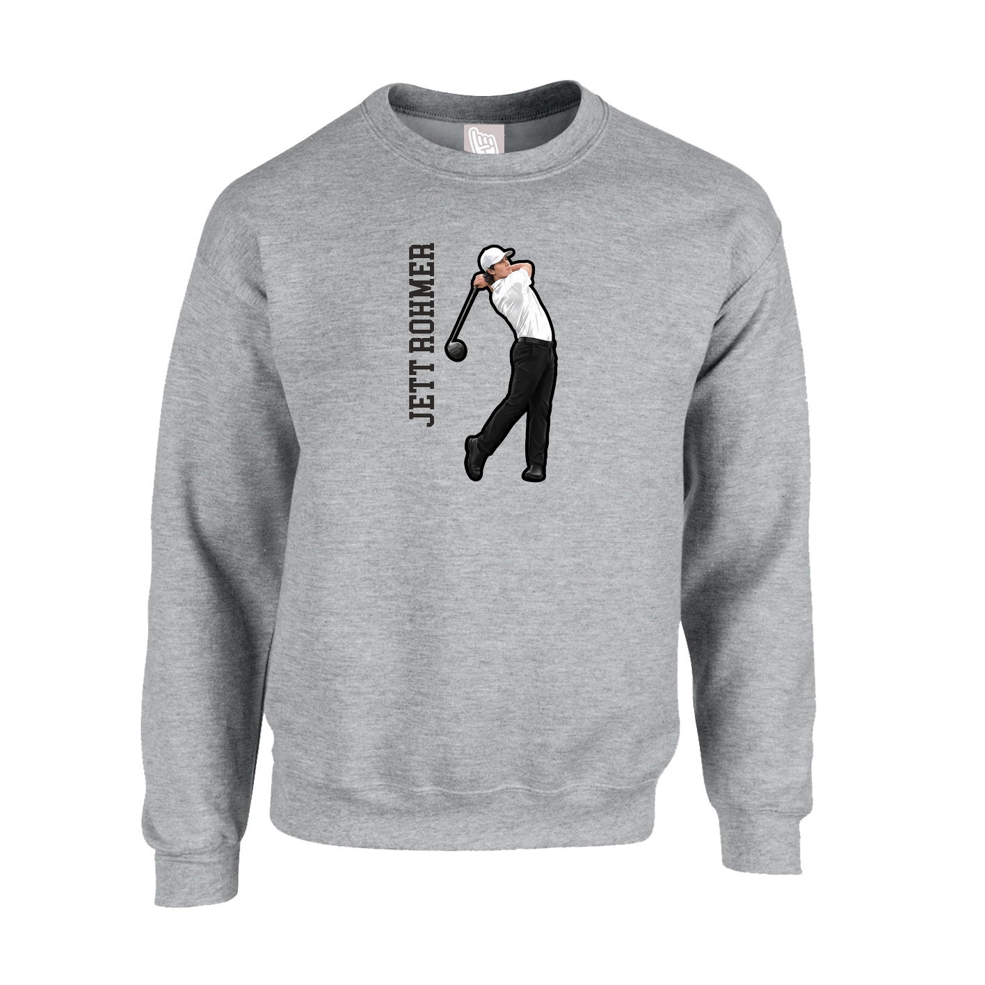 Fleece Crew — Name Vertical in Grey