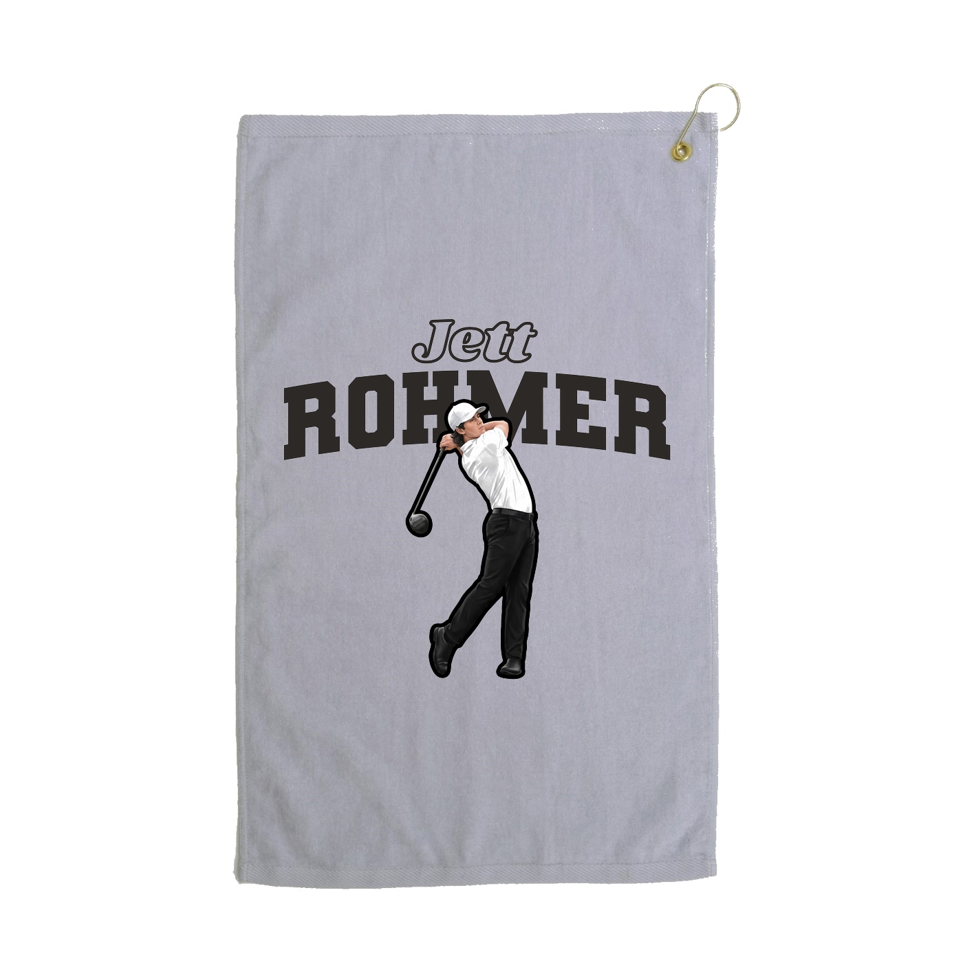 Golf Towel — Name Arch in Grey