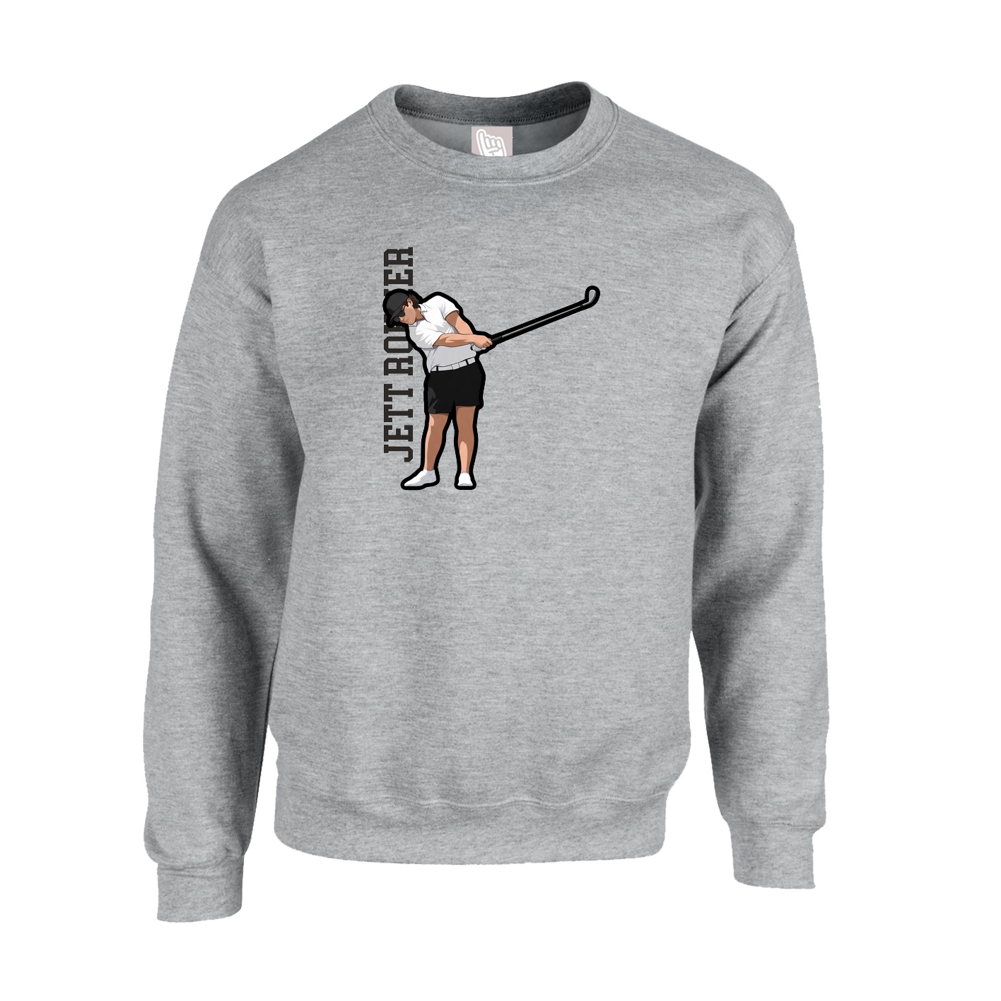 Fleece Crew — Name Vertical in Grey