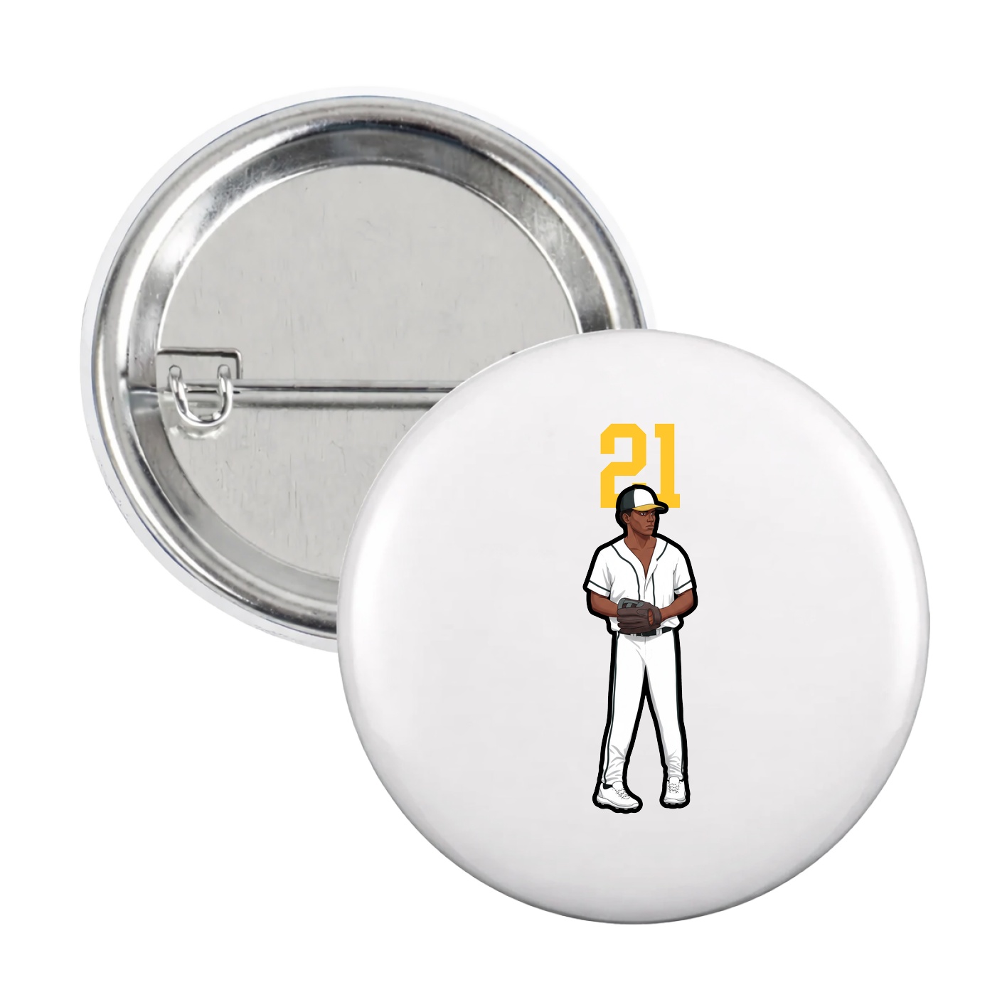 Game Day Button — Number Top in White