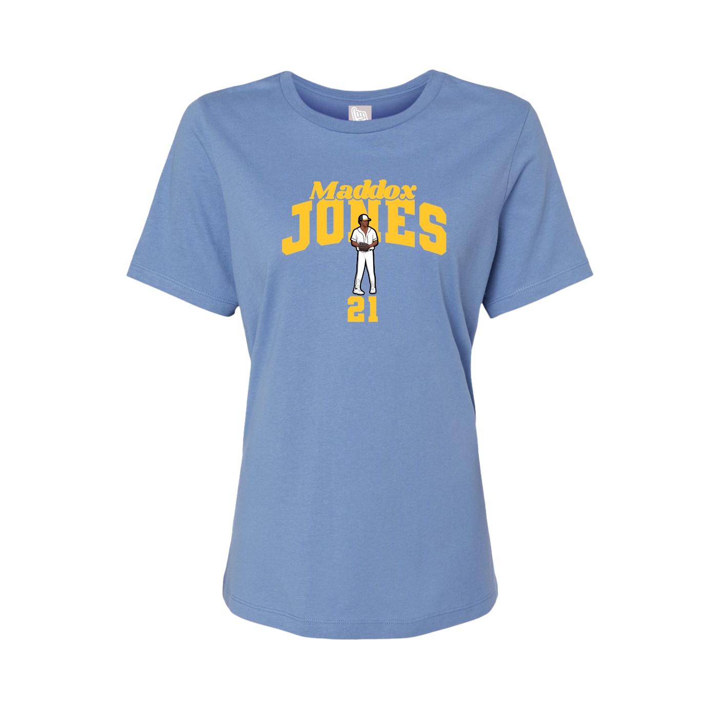 Fitted Women's Tee — Signature Arch in Powder Blue