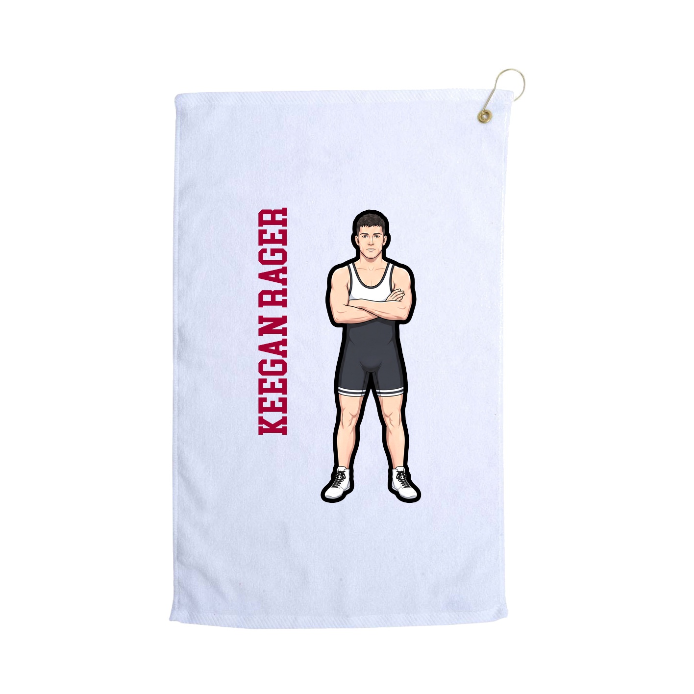 Golf Towel — Name Vertical in White