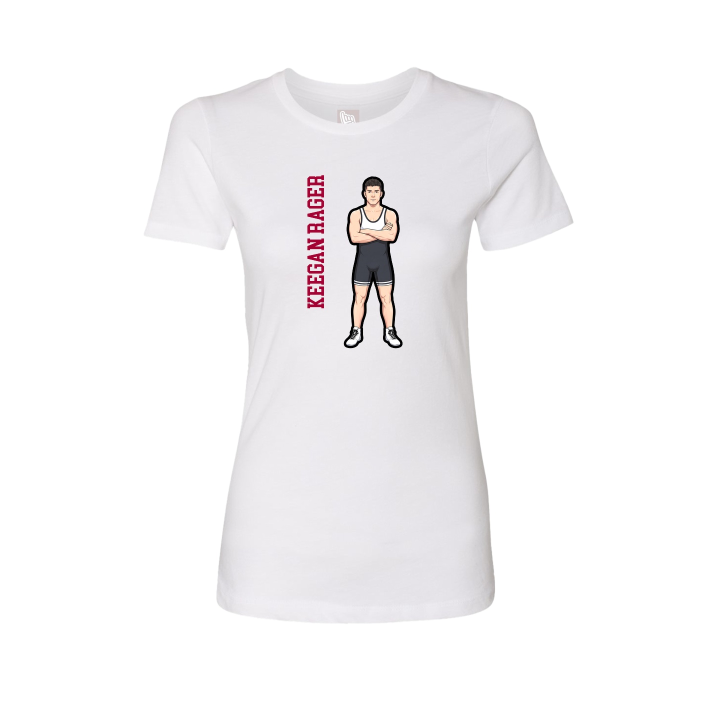 Womens Tee — Name Vertical in White