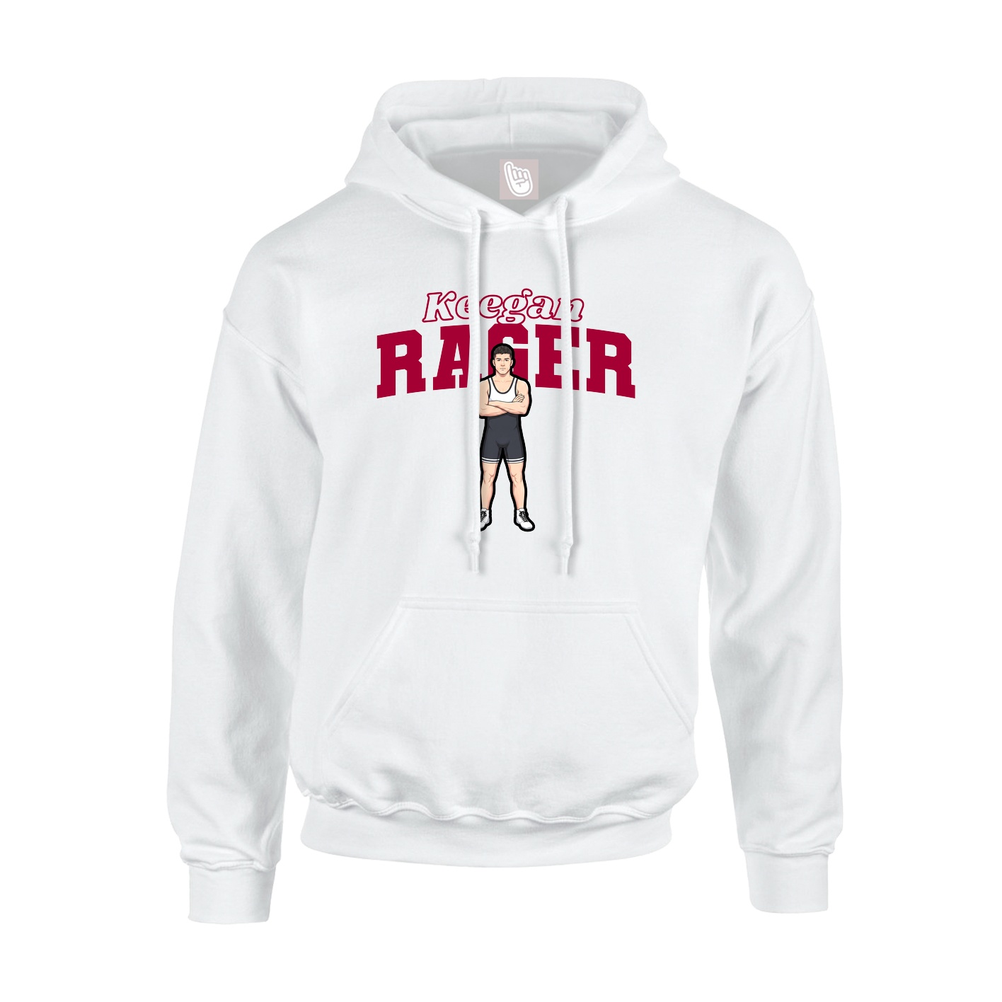 Youth Hoodie — Name Arch in White