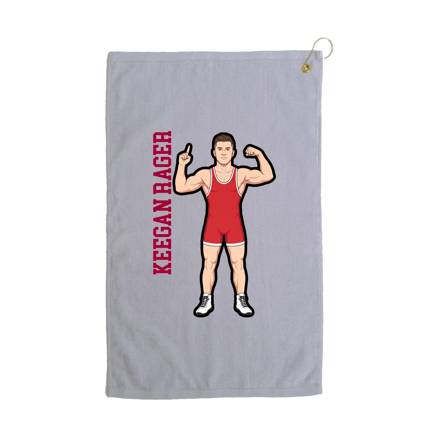 Golf Towel — Name Vertical in Grey