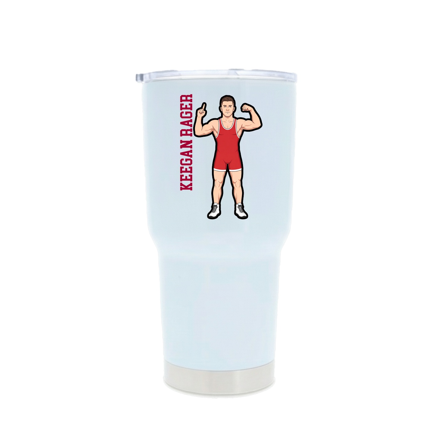 30oz Stainless Steel Tumbler — Name Vertical in White