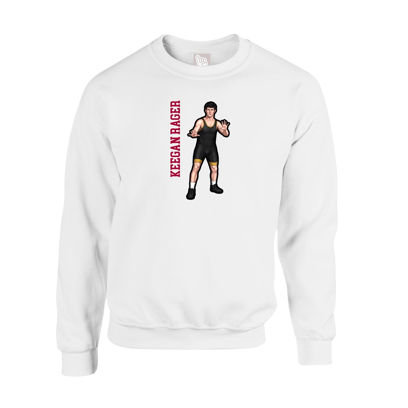 Fleece Crew — Name Vertical in White