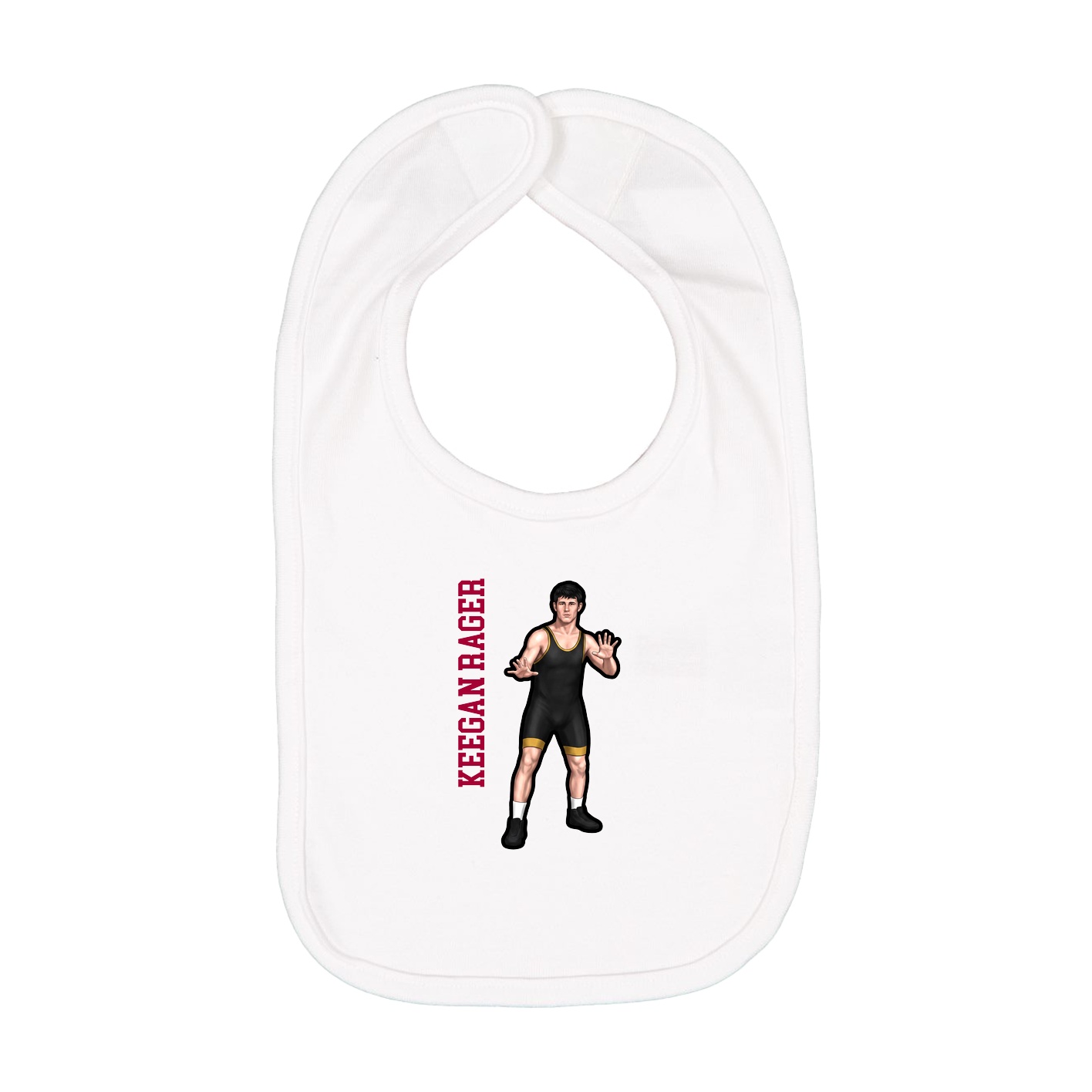 Infant Bib — Name Vertical in White