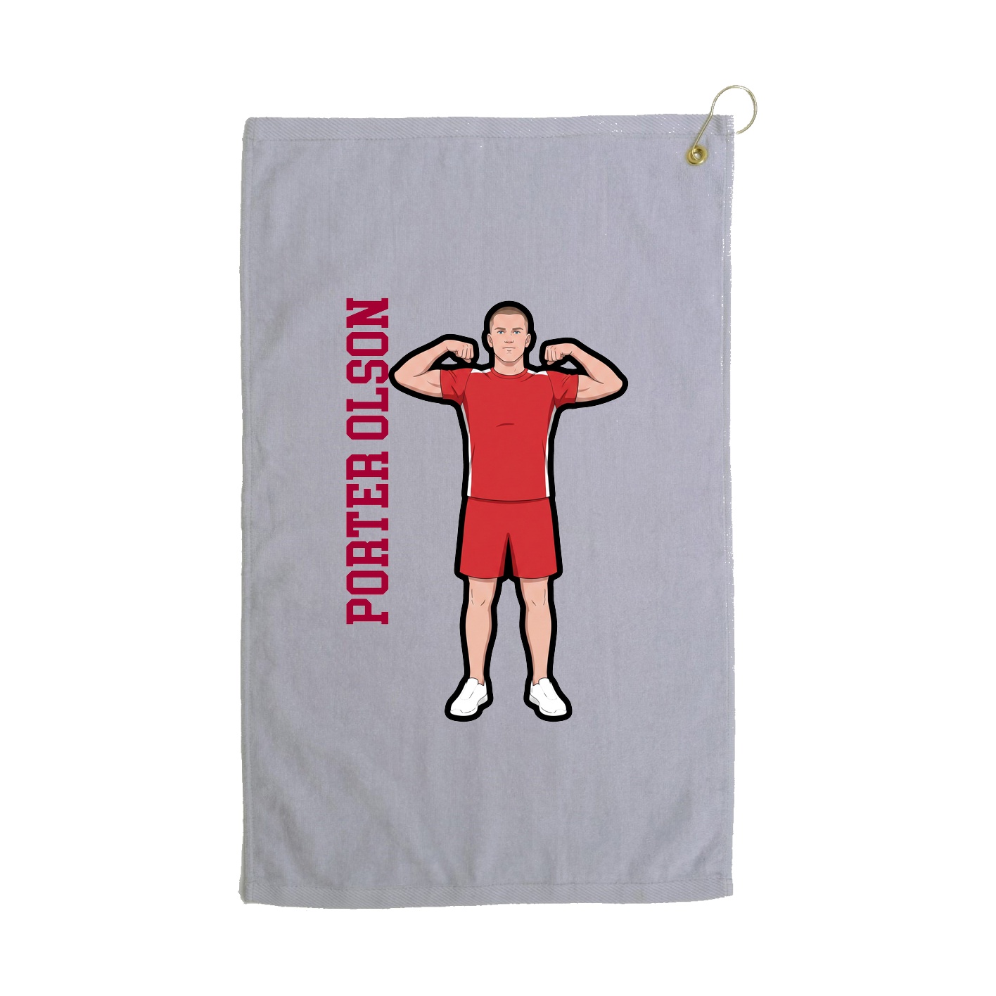 Golf Towel — Name Vertical in Grey