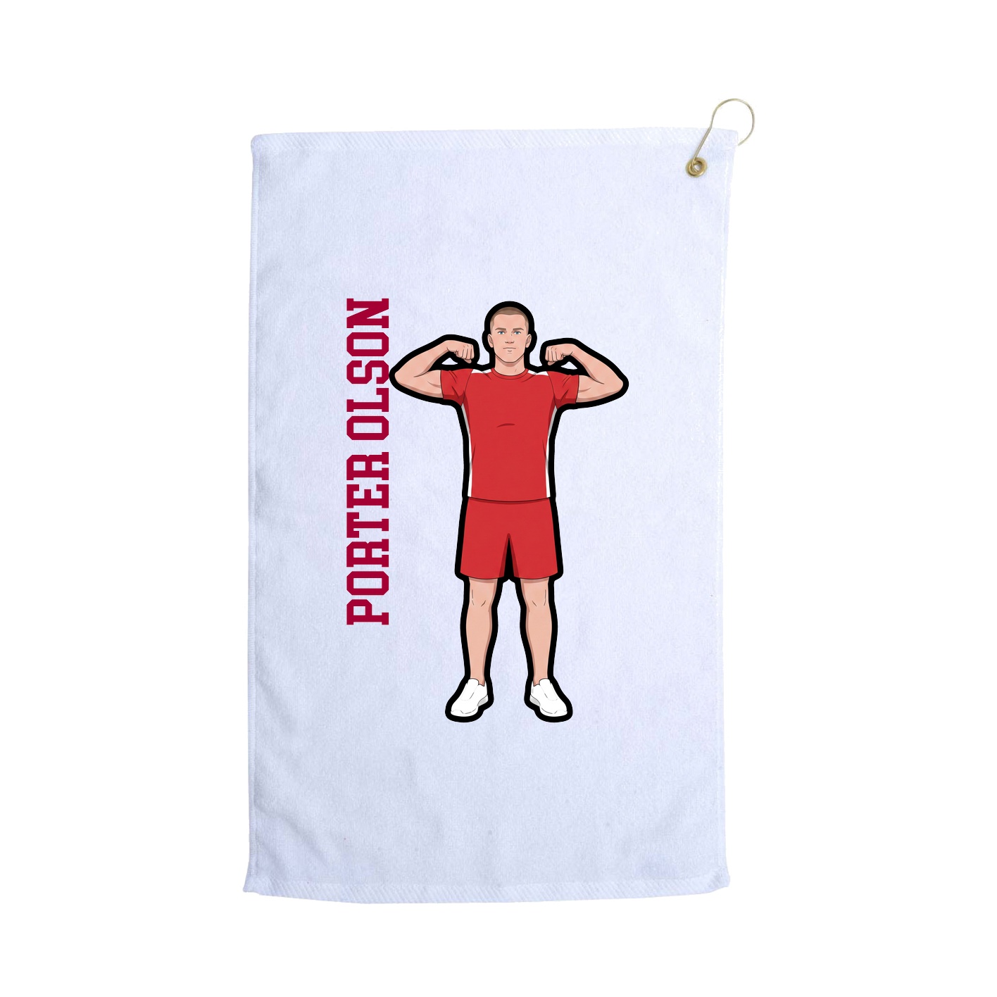 Golf Towel — Name Vertical in White