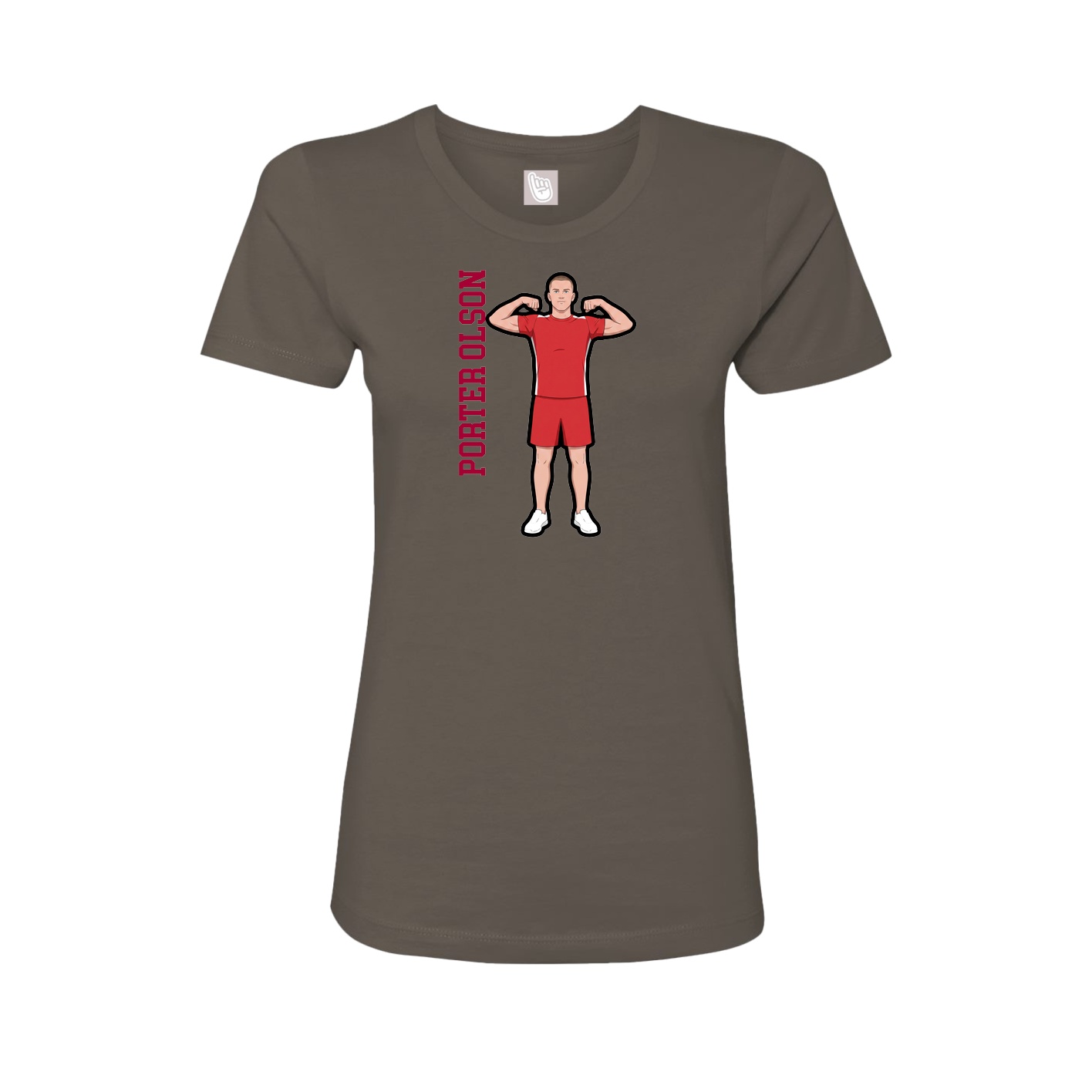 Fitted Women's Tee — Name Vertical in Grey
