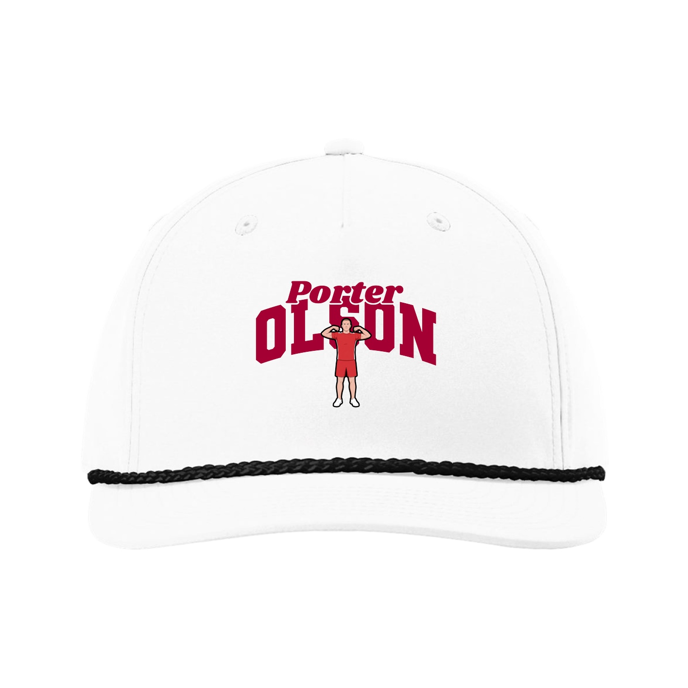 Five-Panel Classic Rope Cap — Signature Arch in White