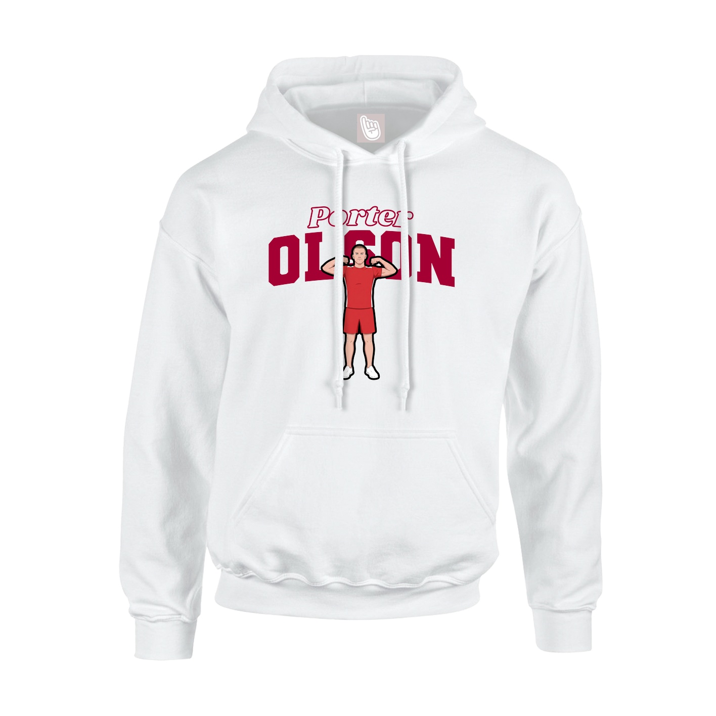 Youth Hoodie — Name Arch in White