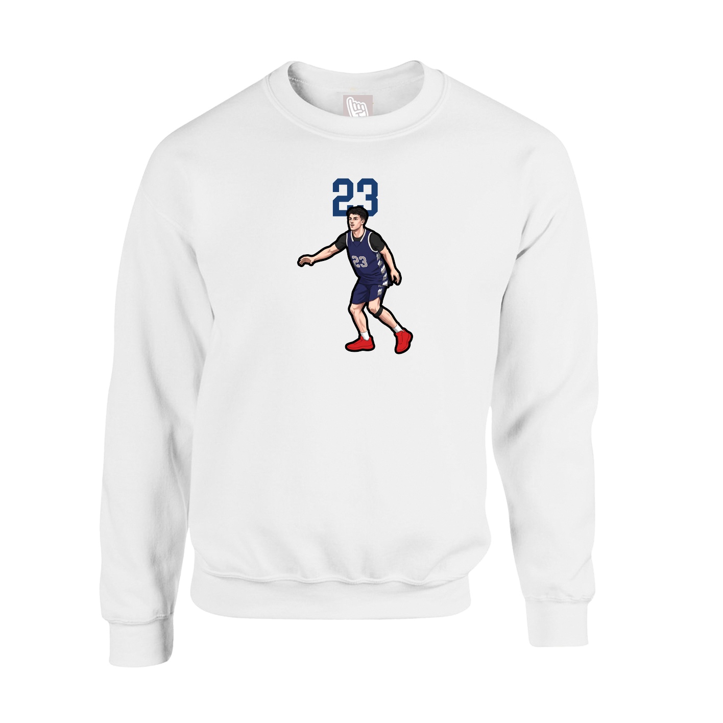 Fleece Crew — Number Top in White