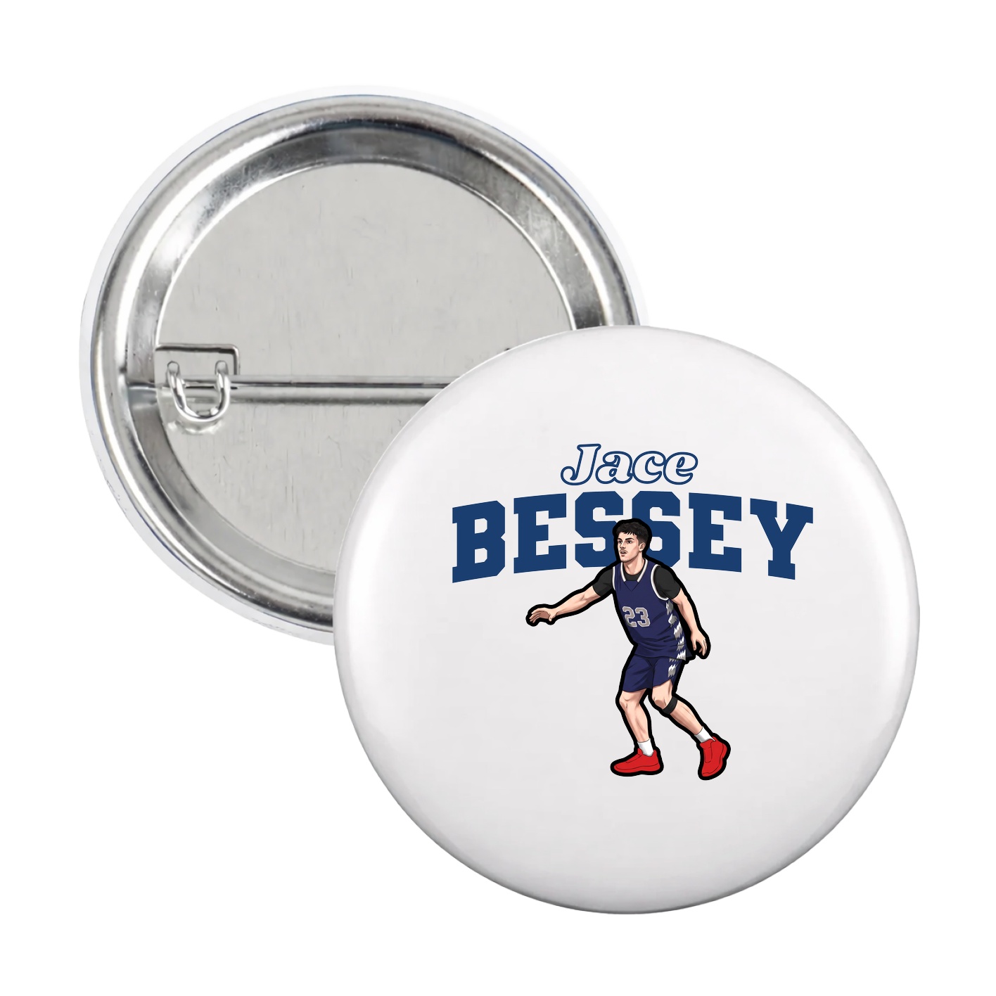 Game Day Button — Name Arch in White
