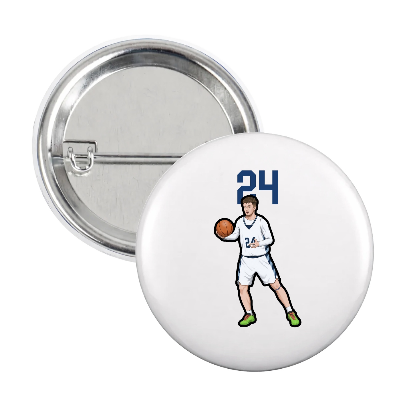 Game Day Button — Number Top in White