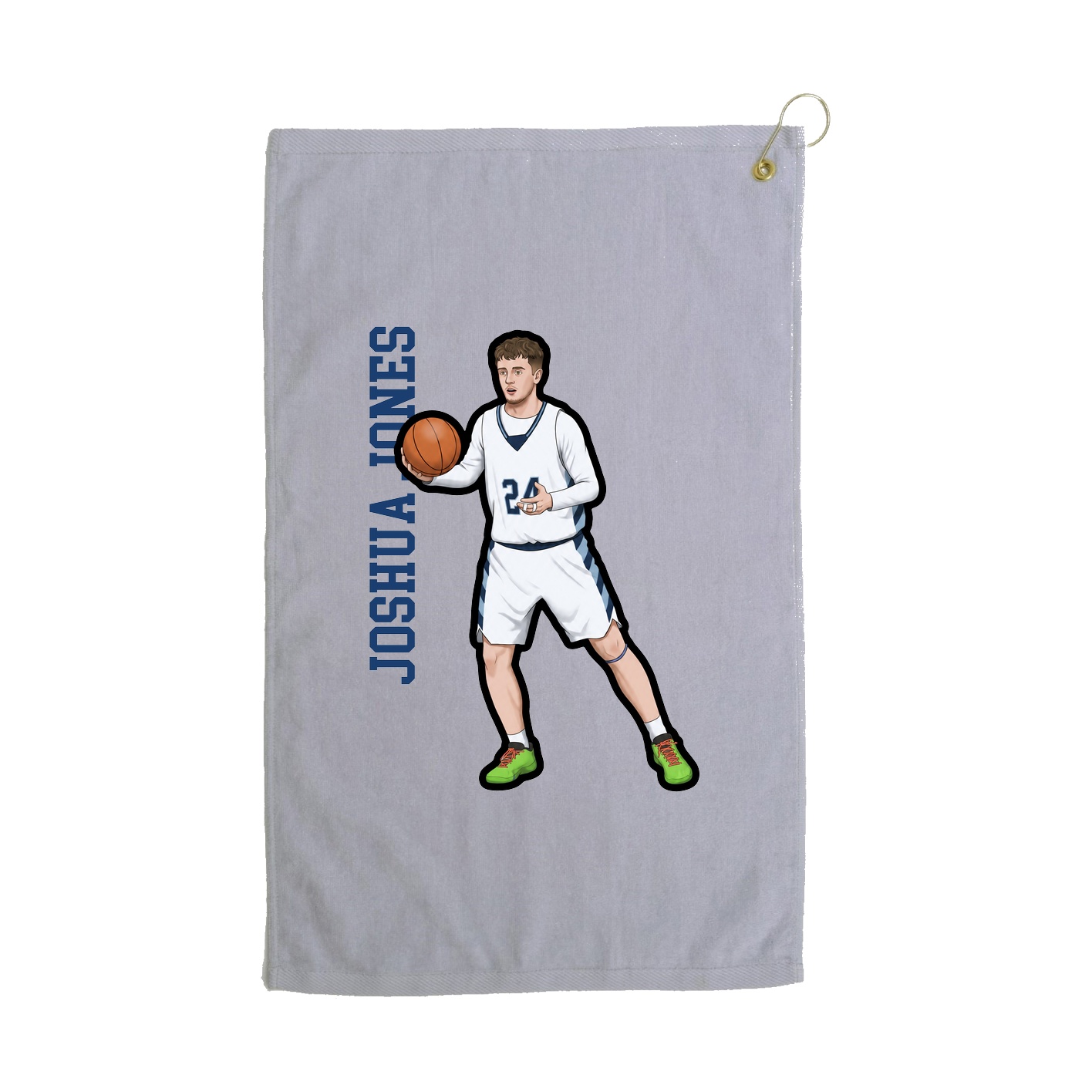 Golf Towel — Name Vertical in Grey