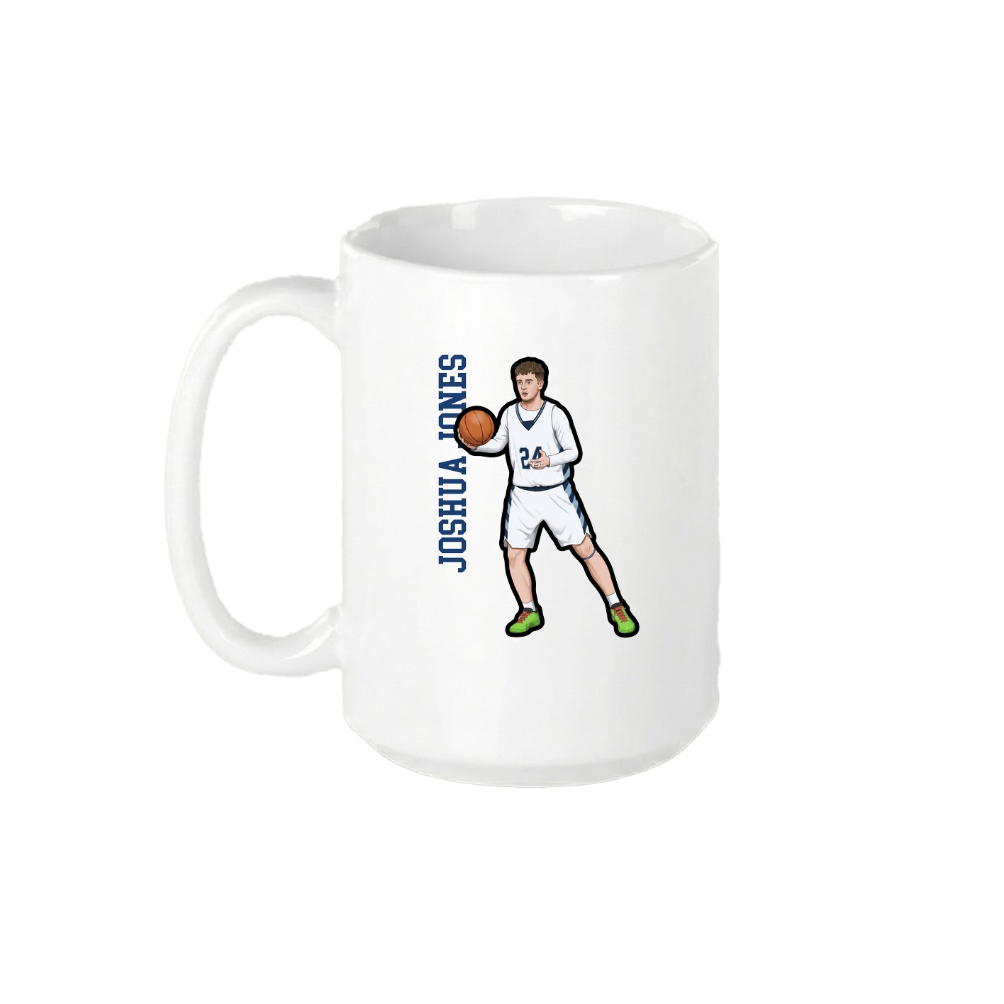 15oz Coffee Mug — Name Vertical in White