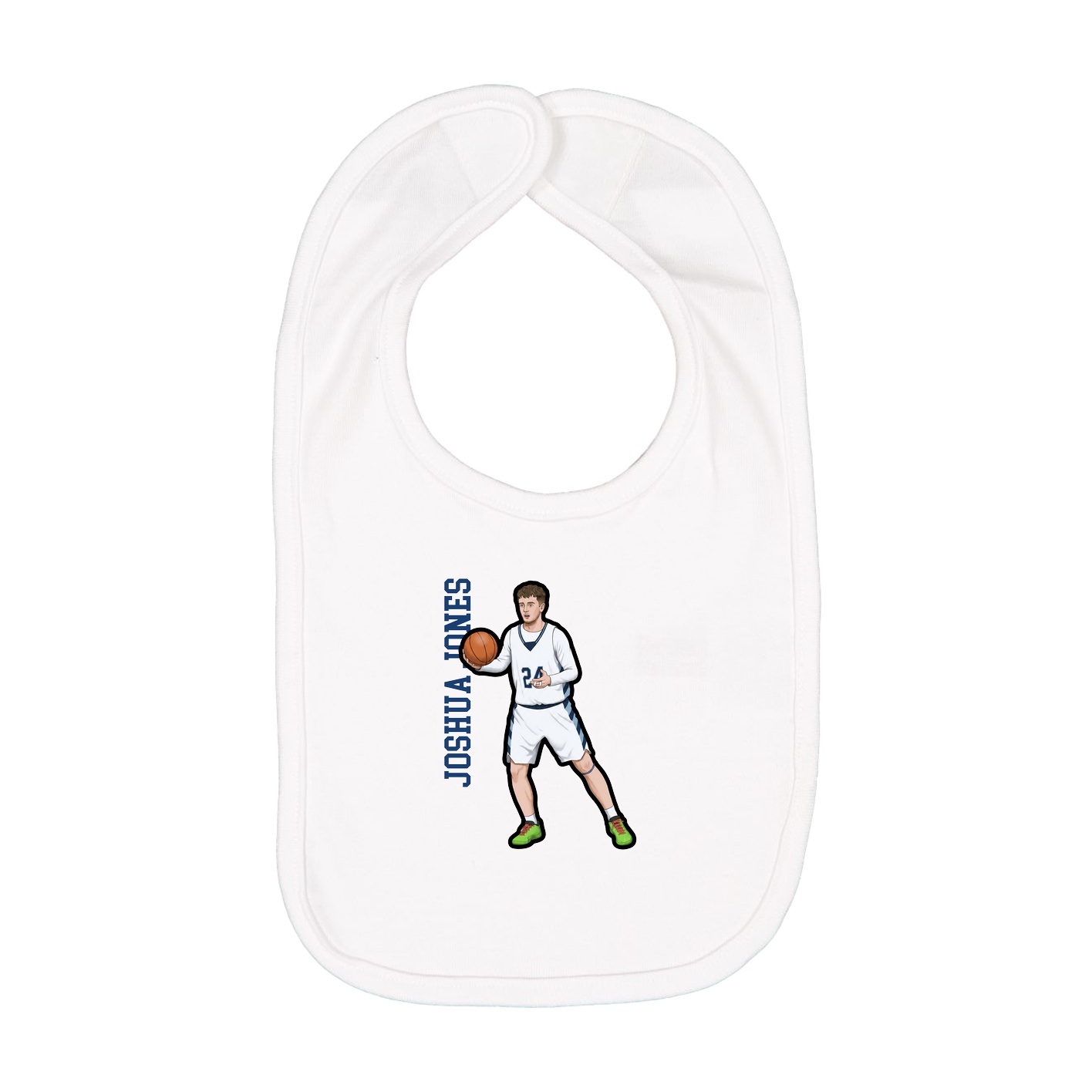 Infant Bib — Name Vertical in White