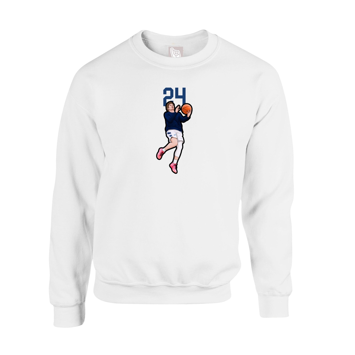 Fleece Crew — Number Top in White