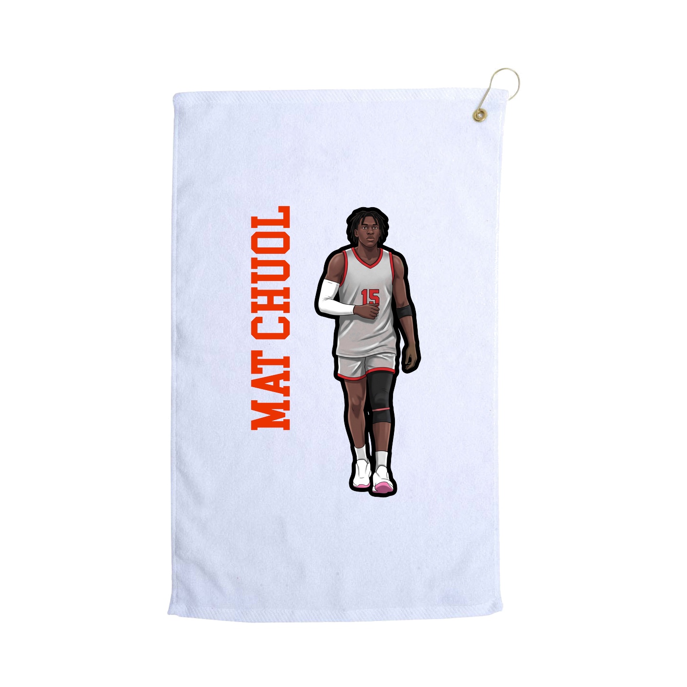 Golf Towel — Name Vertical in White
