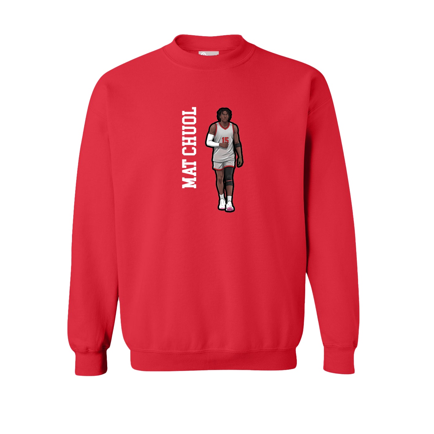 Fleece Crew — Name Vertical in Red