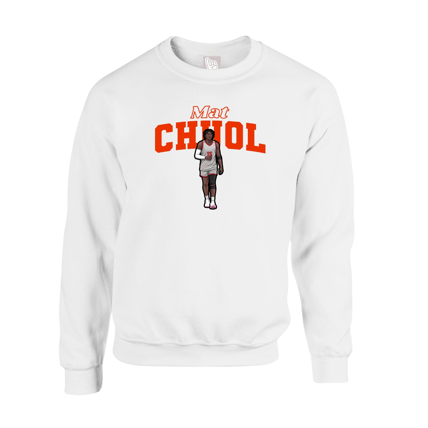 Fleece Crew — Name Arch in White