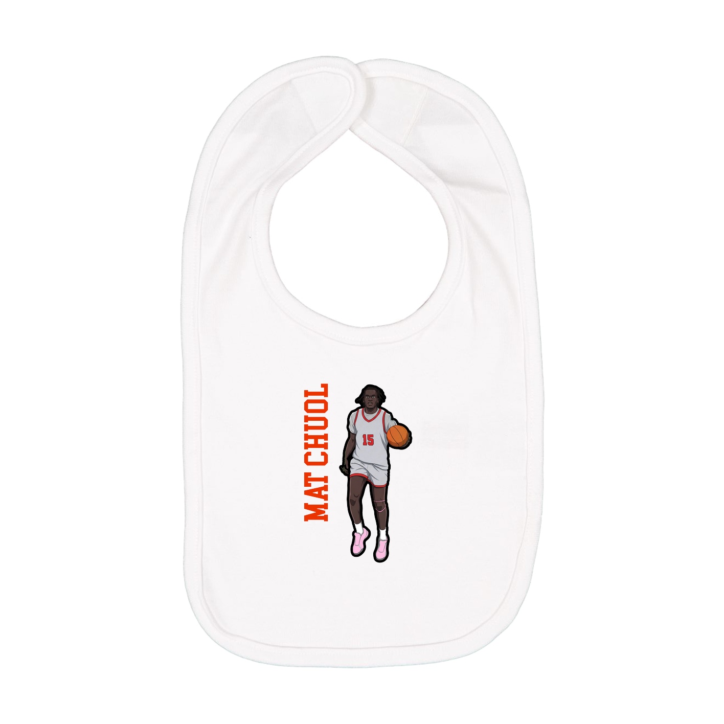 Infant Bib — Name Vertical in White
