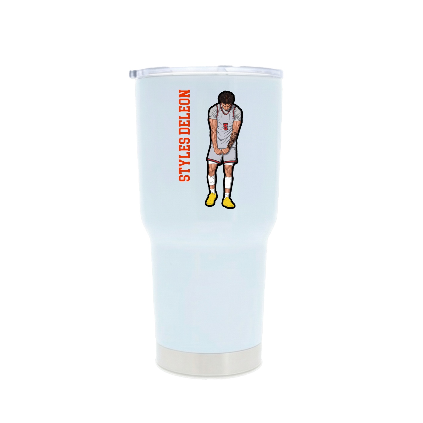 30oz Stainless Steel Tumbler — Name Vertical in White