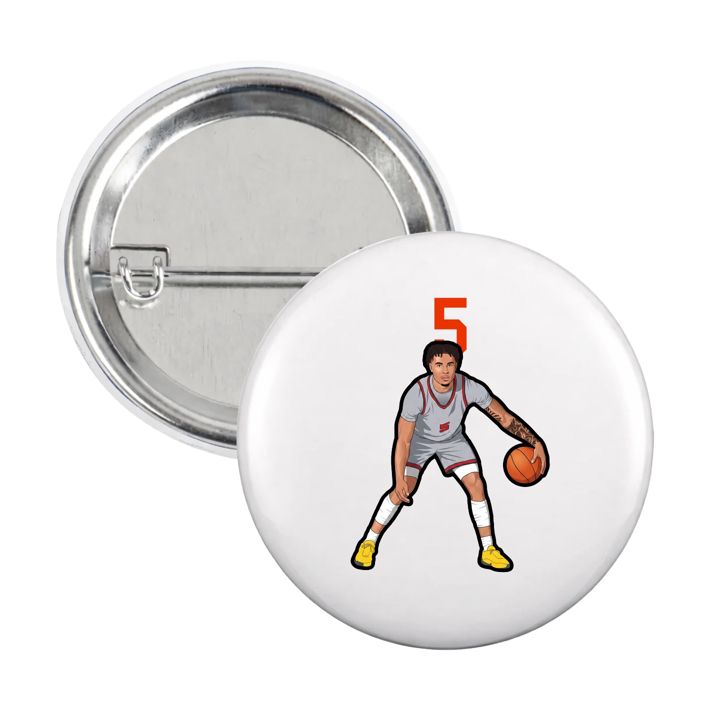 Game Day Button — Number Top in White