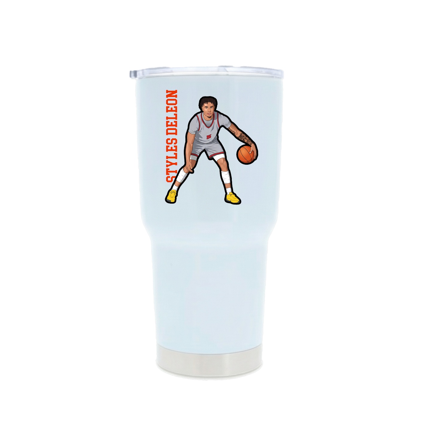 30oz Stainless Steel Tumbler — Name Vertical in White