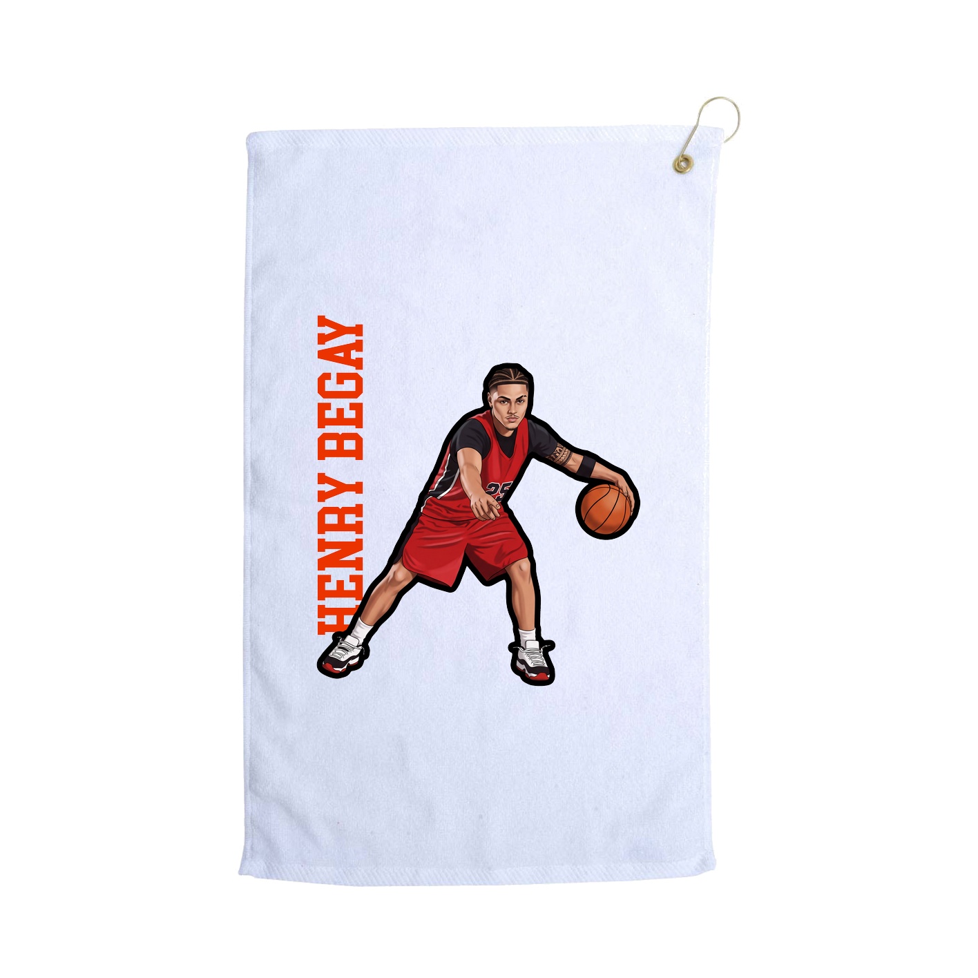 Golf Towel — Name Vertical in White