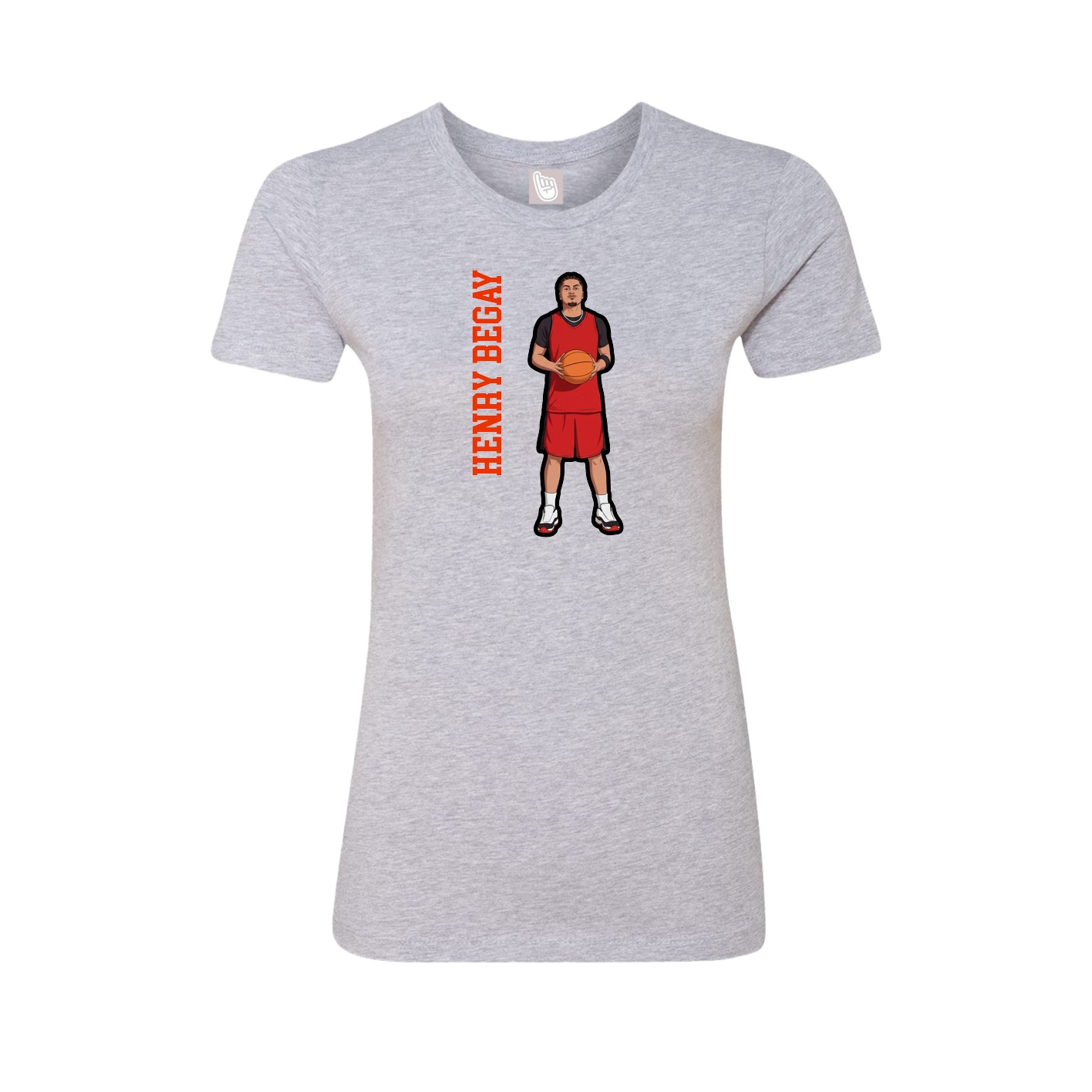 Fitted Women's Tee — Name Vertical in Grey