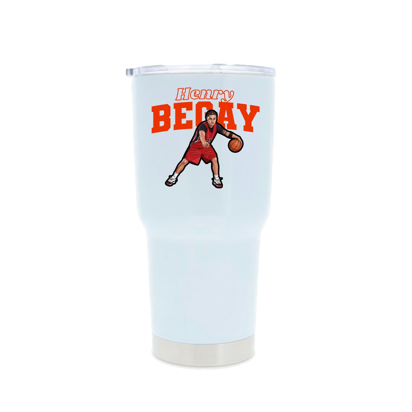 30oz Stainless Steel Tumbler — Name Arch in White
