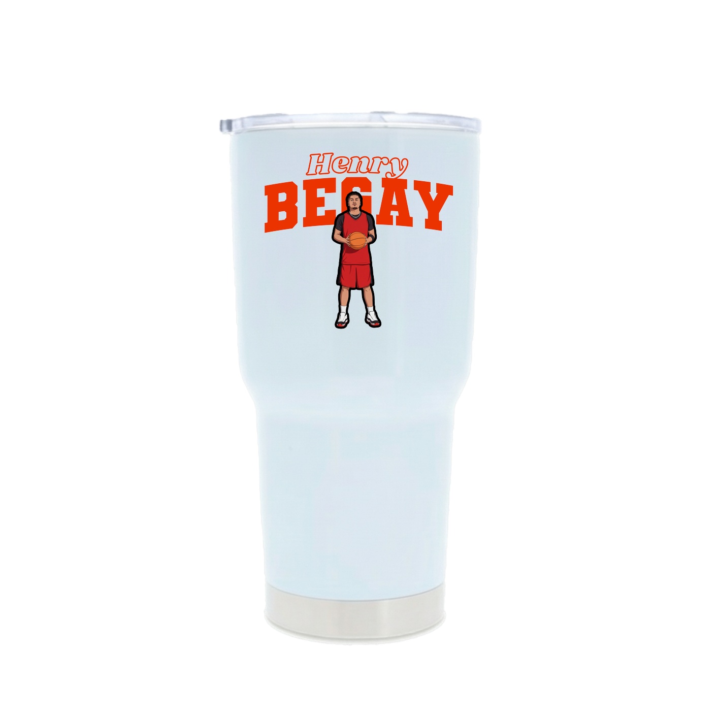 30oz Stainless Steel Tumbler — Name Arch in White
