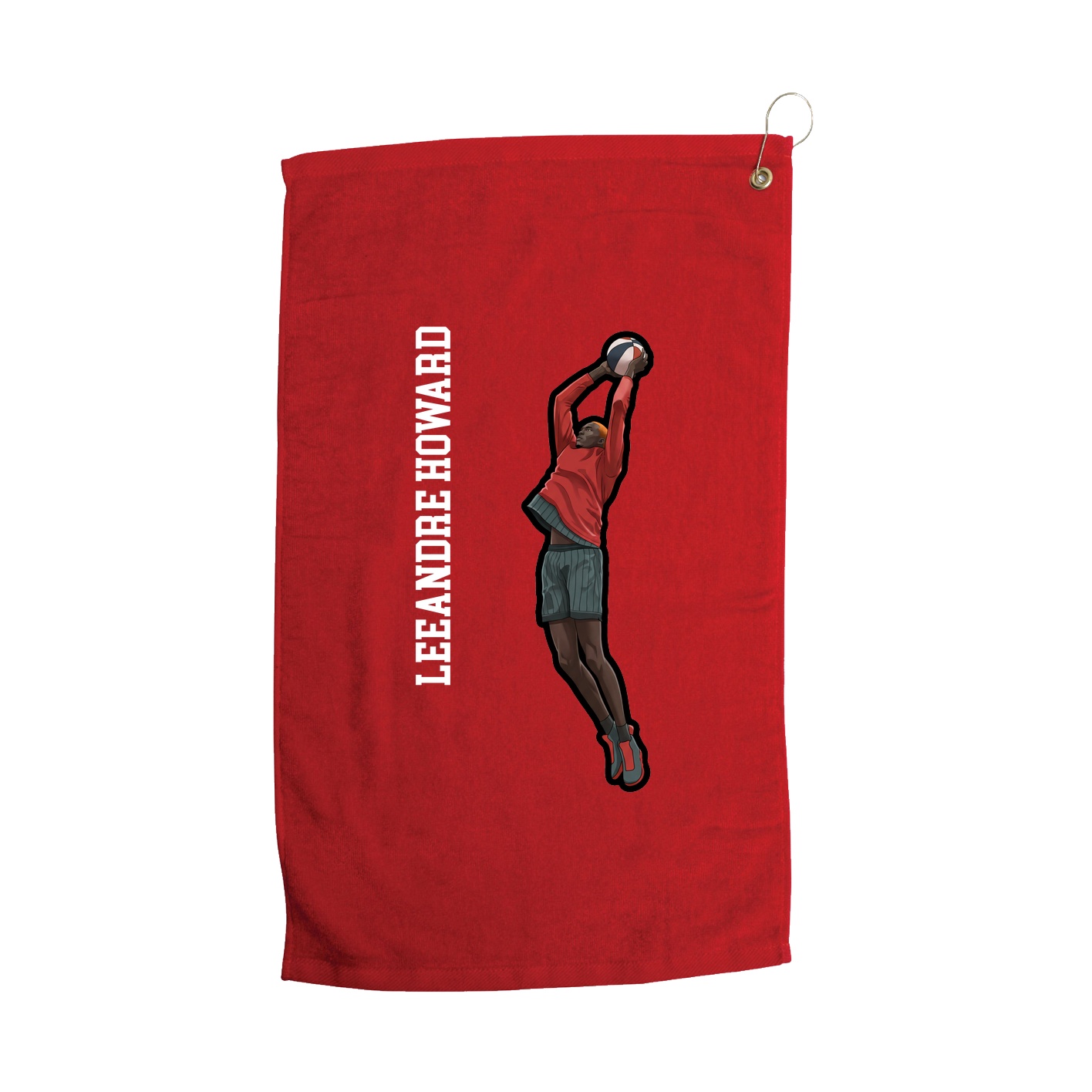 Golf Towel — Name Vertical in Red