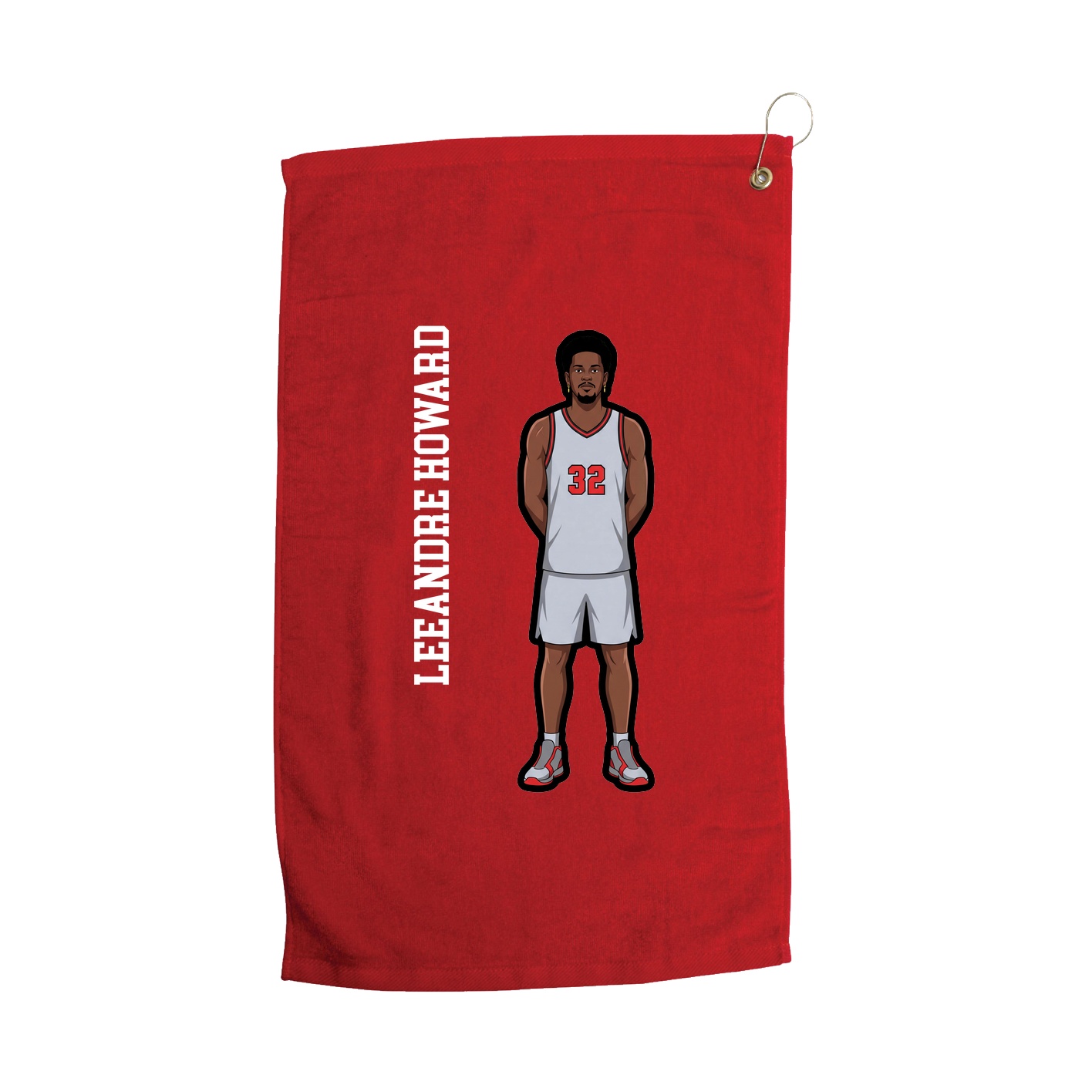 Golf Towel — Name Vertical in Red