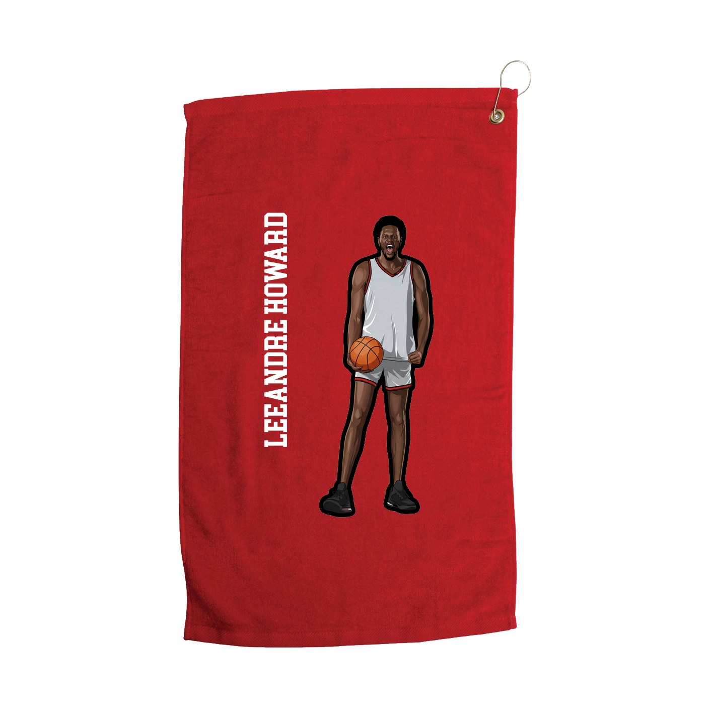 Golf Towel — Name Vertical in Red