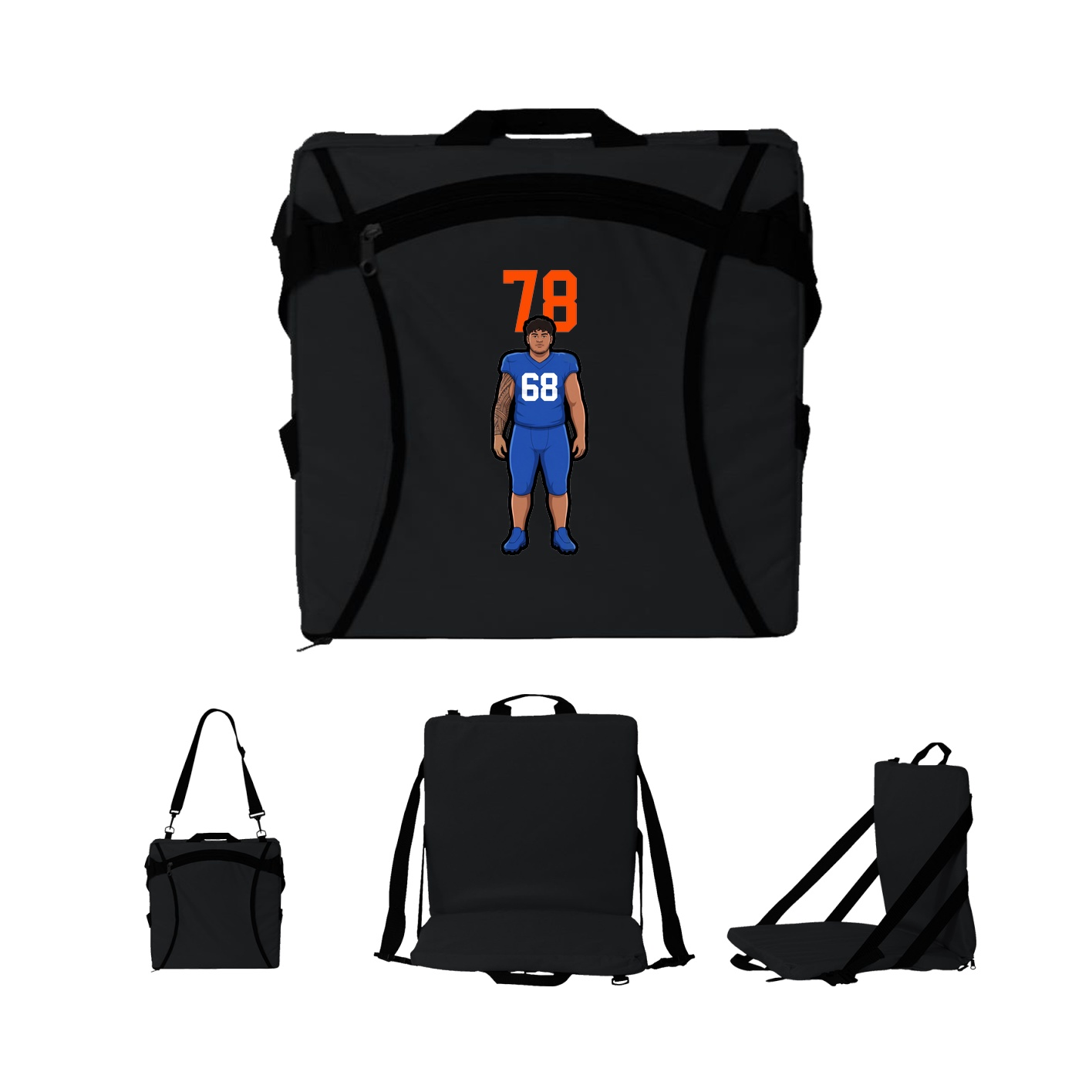 Folding Stadium Seat — Number Top in Black