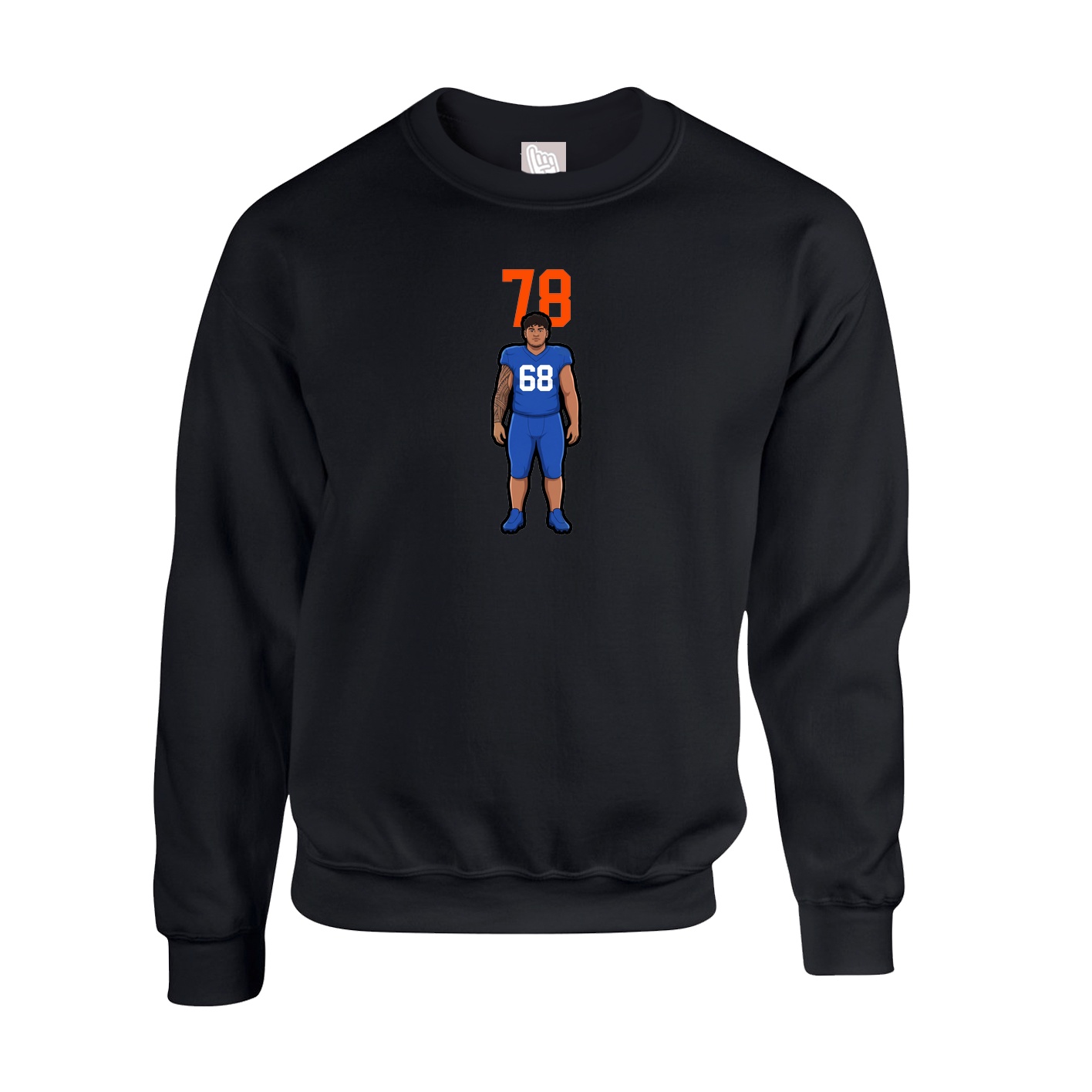 Fleece Crew — Number Top in Black