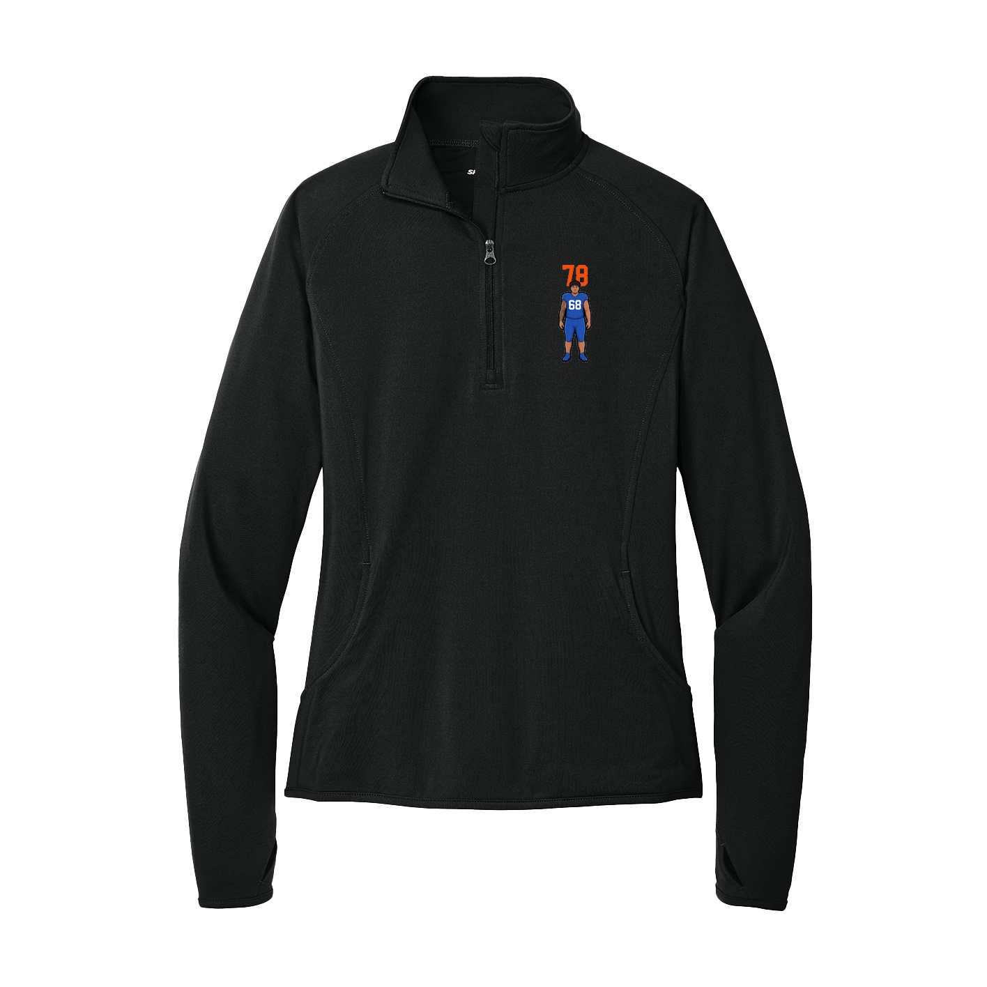 Women's Q-Zip Pullover — Number Top in Black