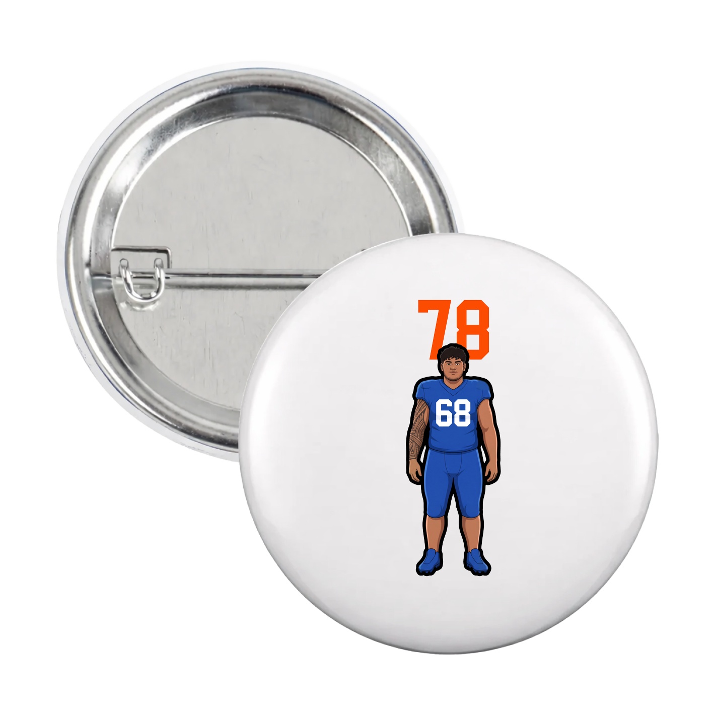 Game Day Button — Number Top in White